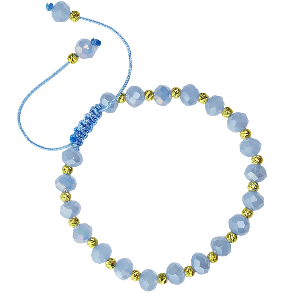 Bransoletka z koralikami - zgaszony błękit