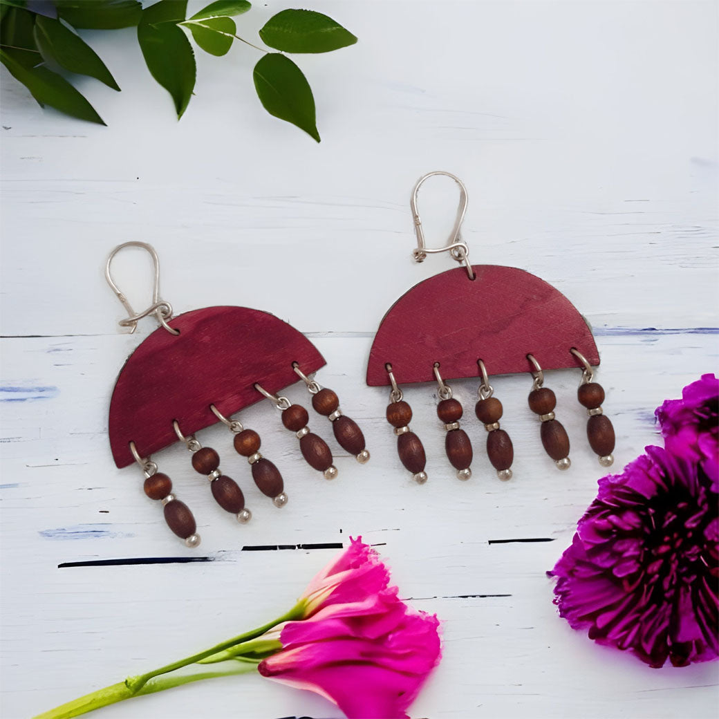 Kolczyki drewniane półkola