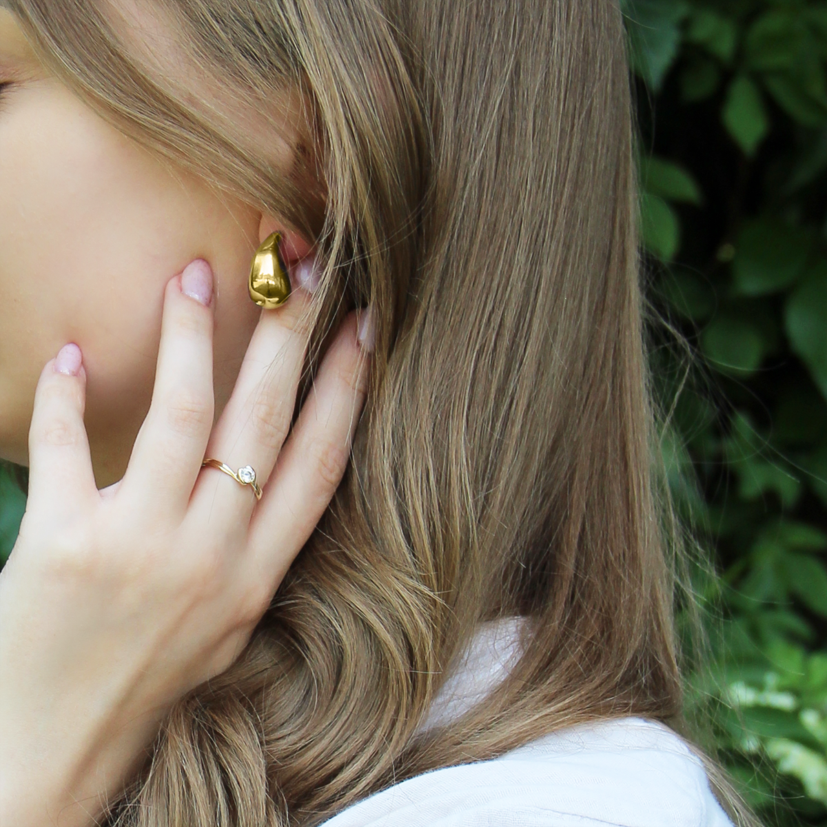 Kolczyki krople otwarte pozłacane 2,1 cm