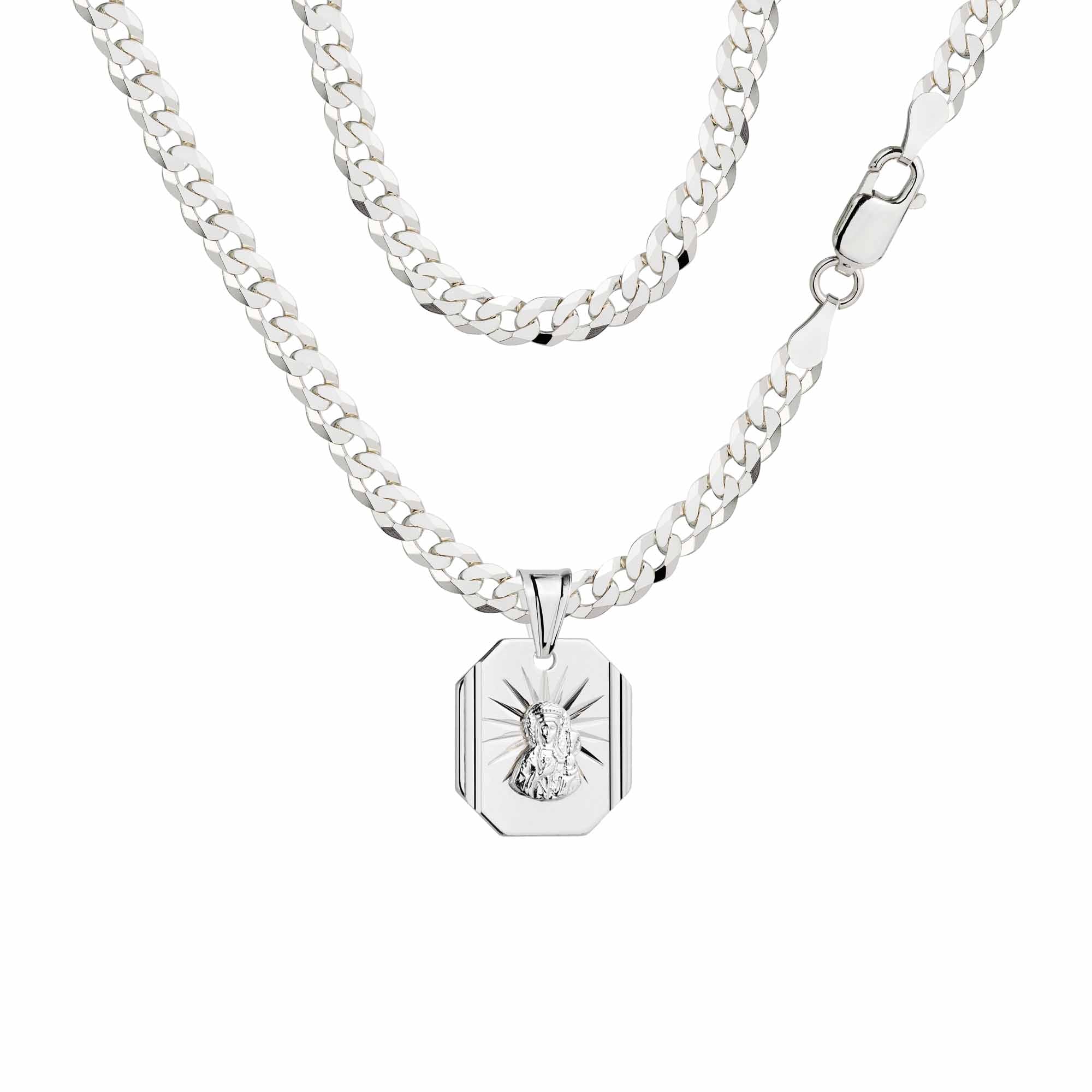 Łańcuszek srebrny z medalikiem pancerka 3,8mm pr. 925