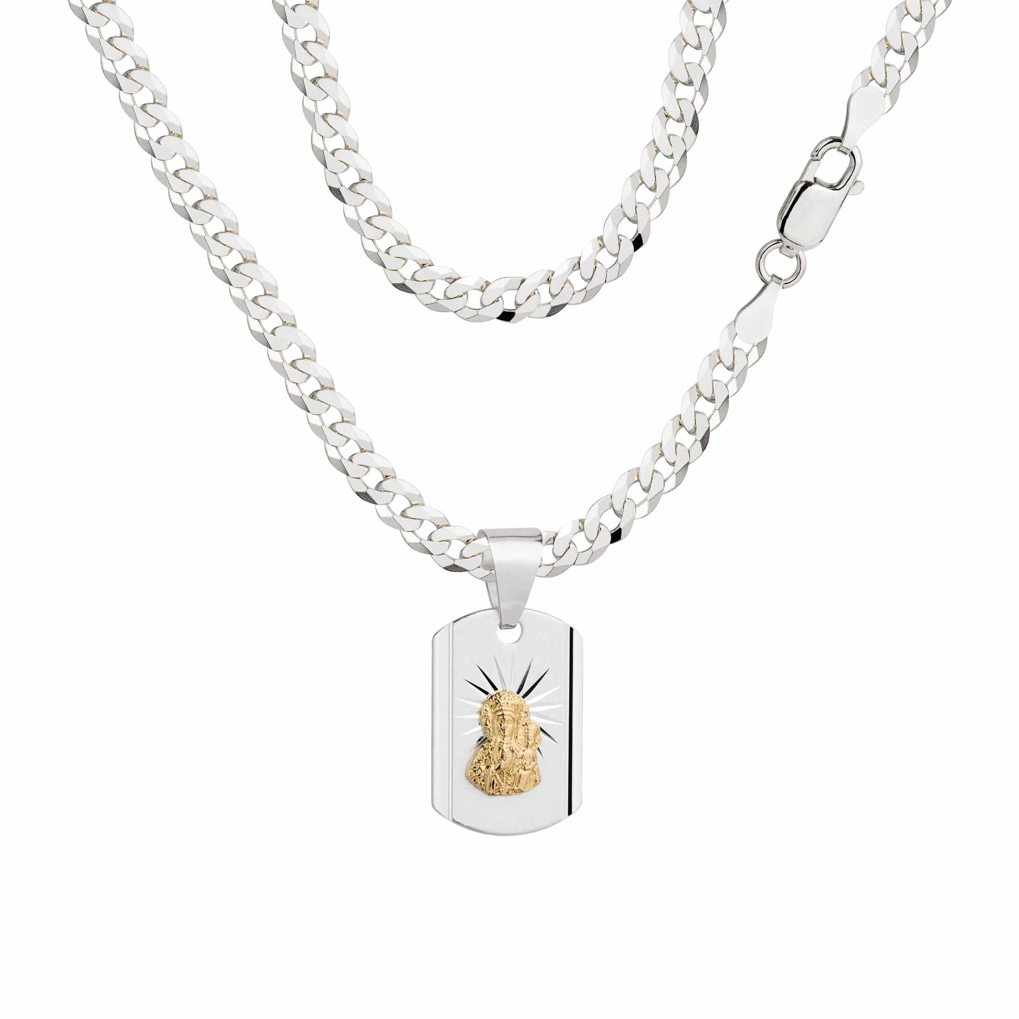 Łańcuszek srebrny z medalikiem pancerka 3,8mm pr. 925