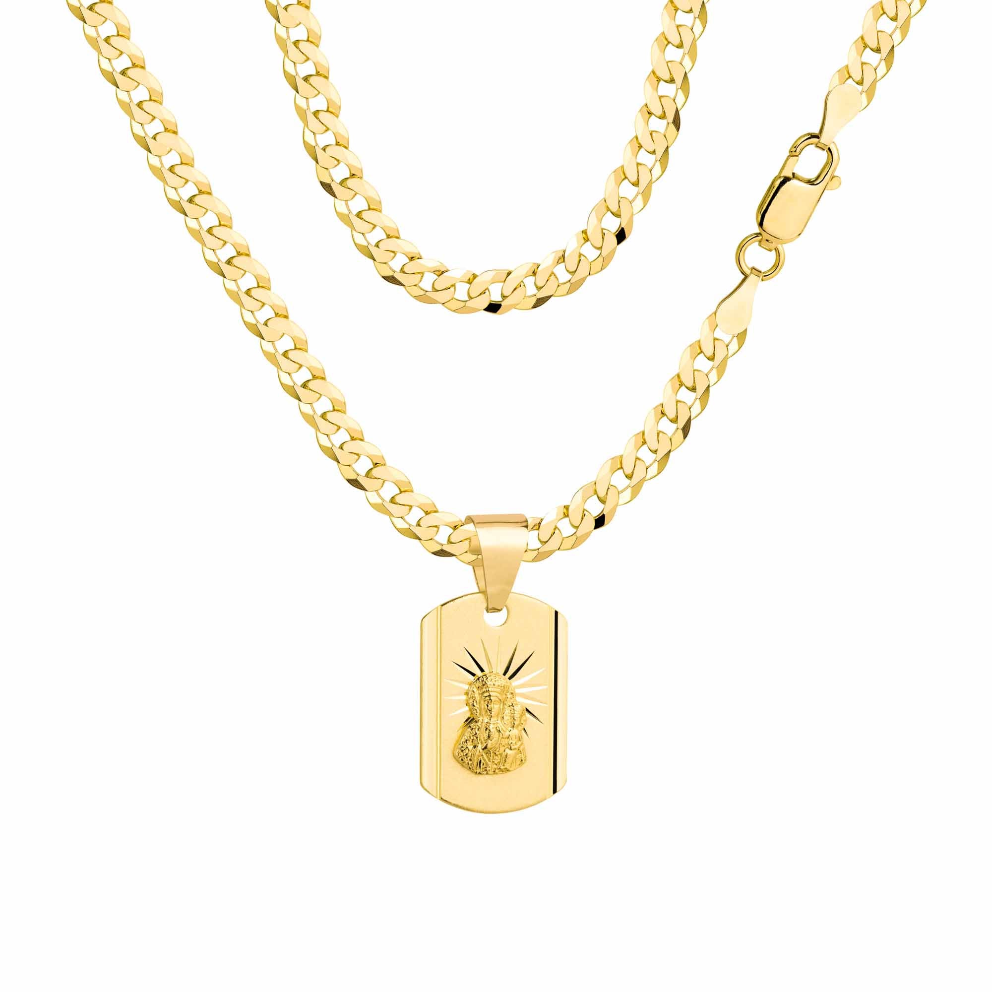 Łańcuszek pozłacany srebrny z medalikiem pancerka 3,8mm pr. 925