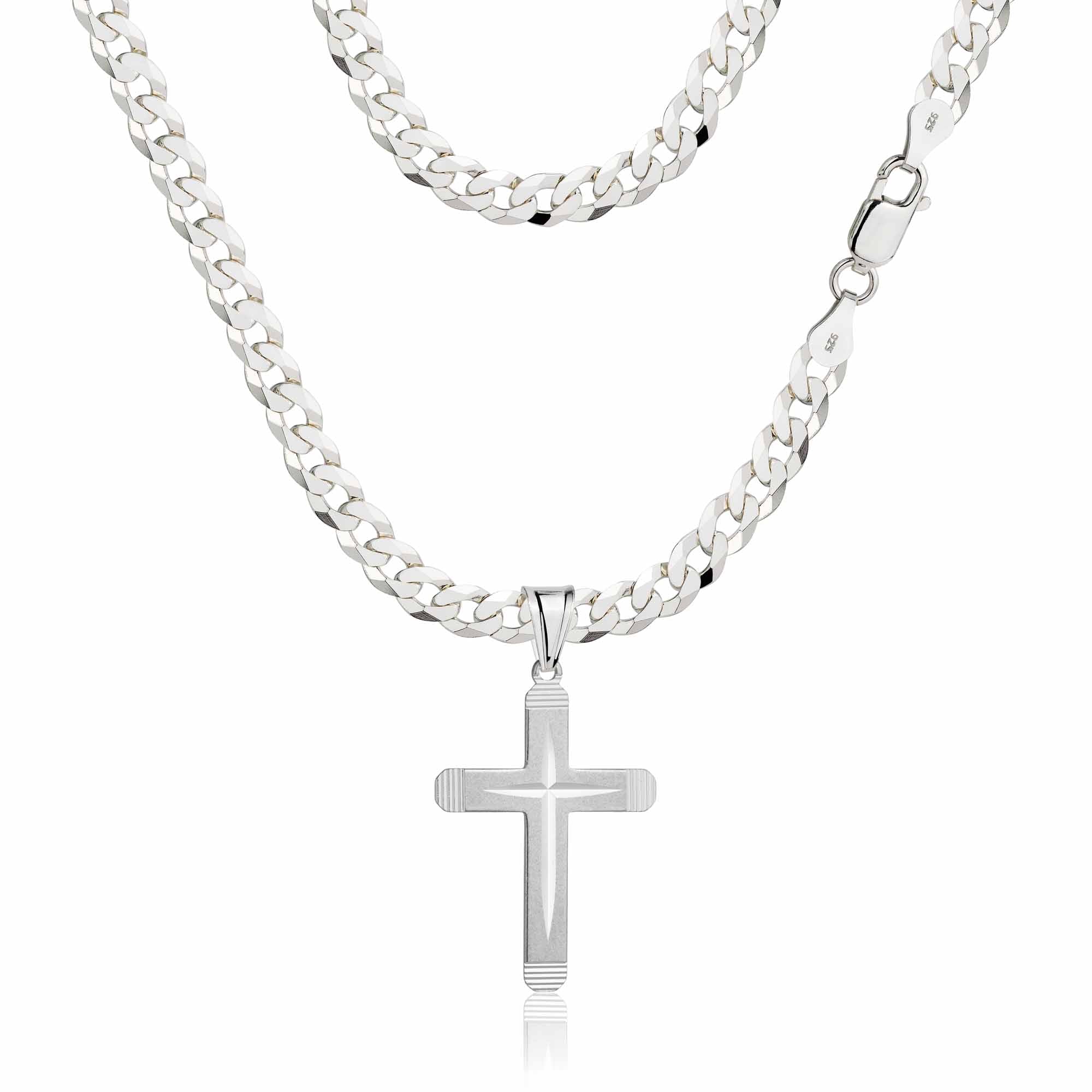 Łańcuszek srebrny z krzyżykiem pancerka 3,8mm pr. 925