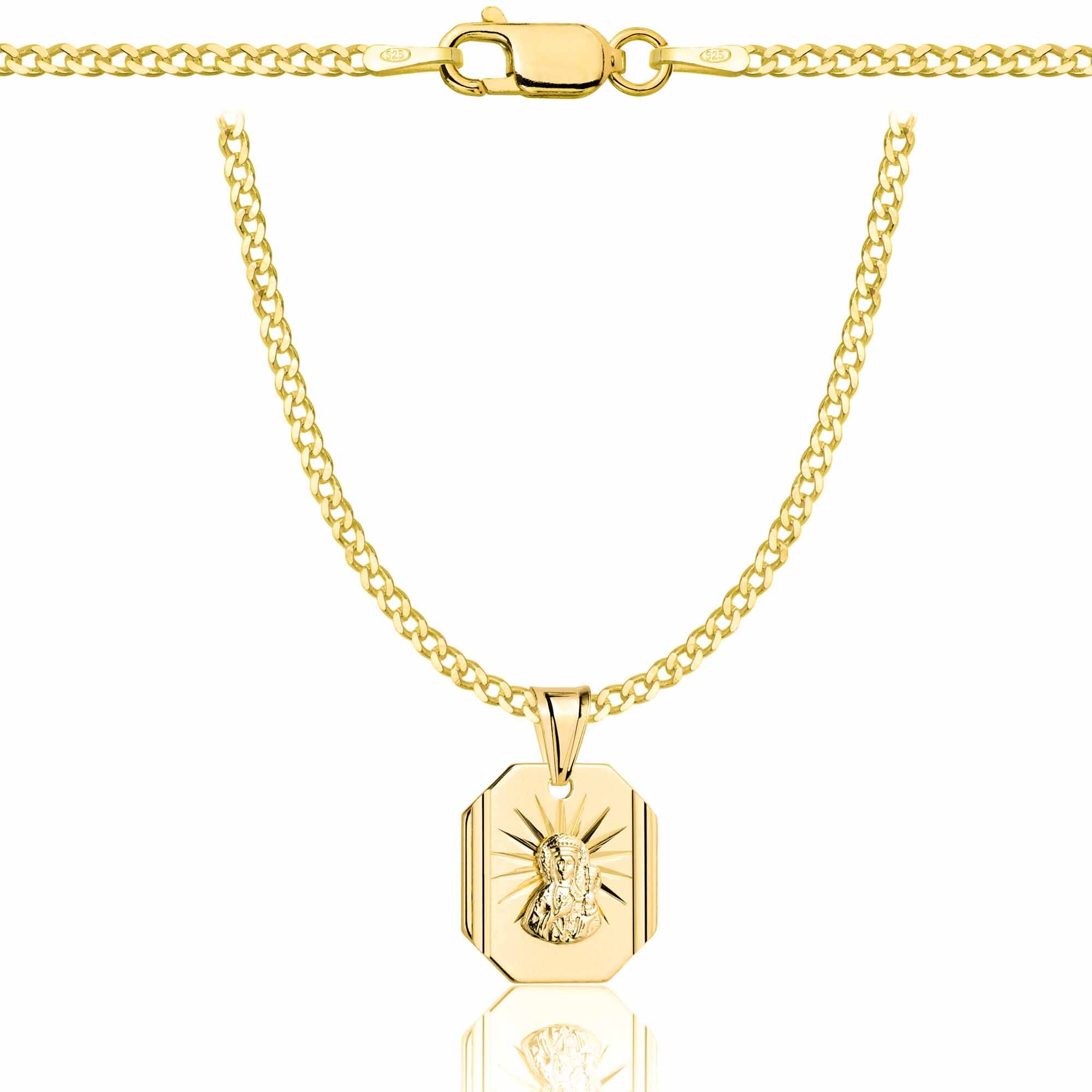 Łańcuszek pozłacany srebrny z medalikiem pancerka 2mm pr. 925