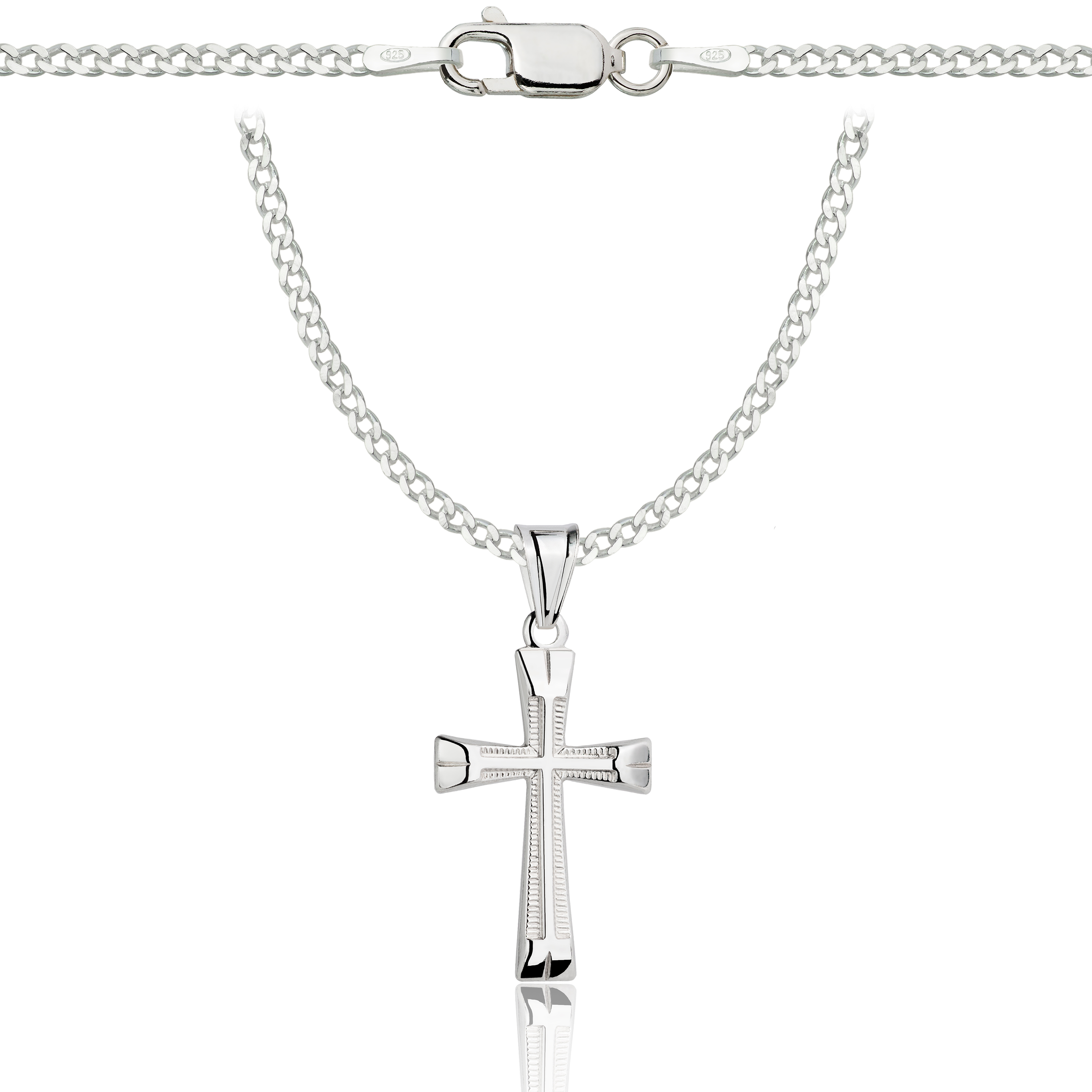 Łańcuszek srebrny z krzyżykiem pancerka 2mm pr. 925