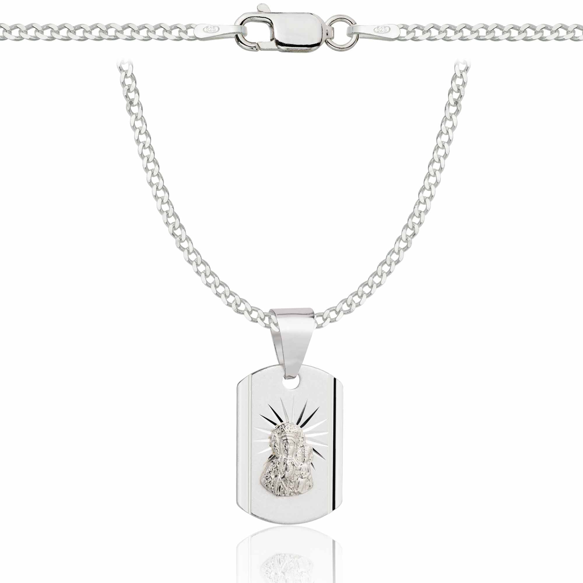 Łańcuszek srebrny z medalikiem pancerka 2mm pr. 925