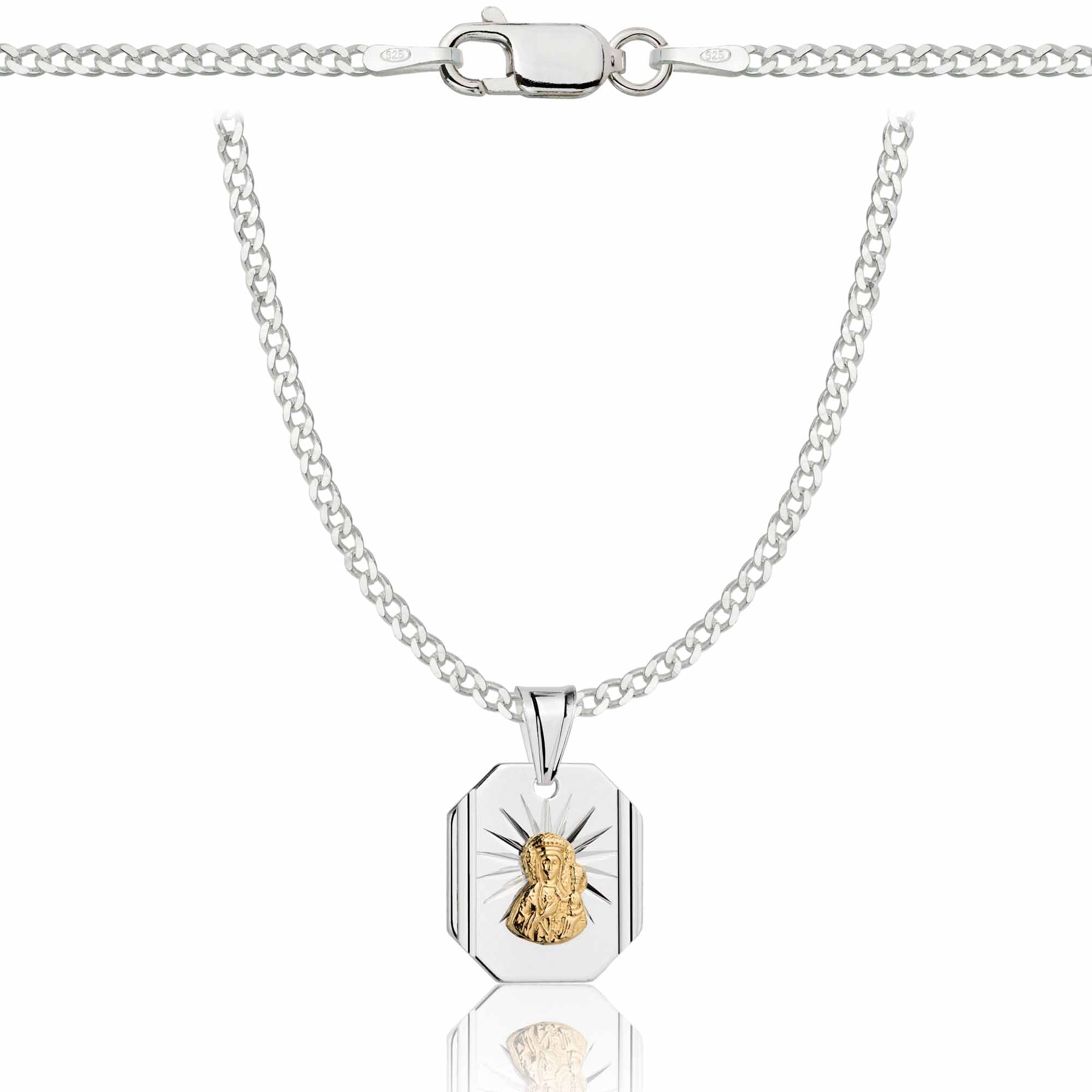 Łańcuszek srebrny z medalikiem pancerka 2mm pr. 925