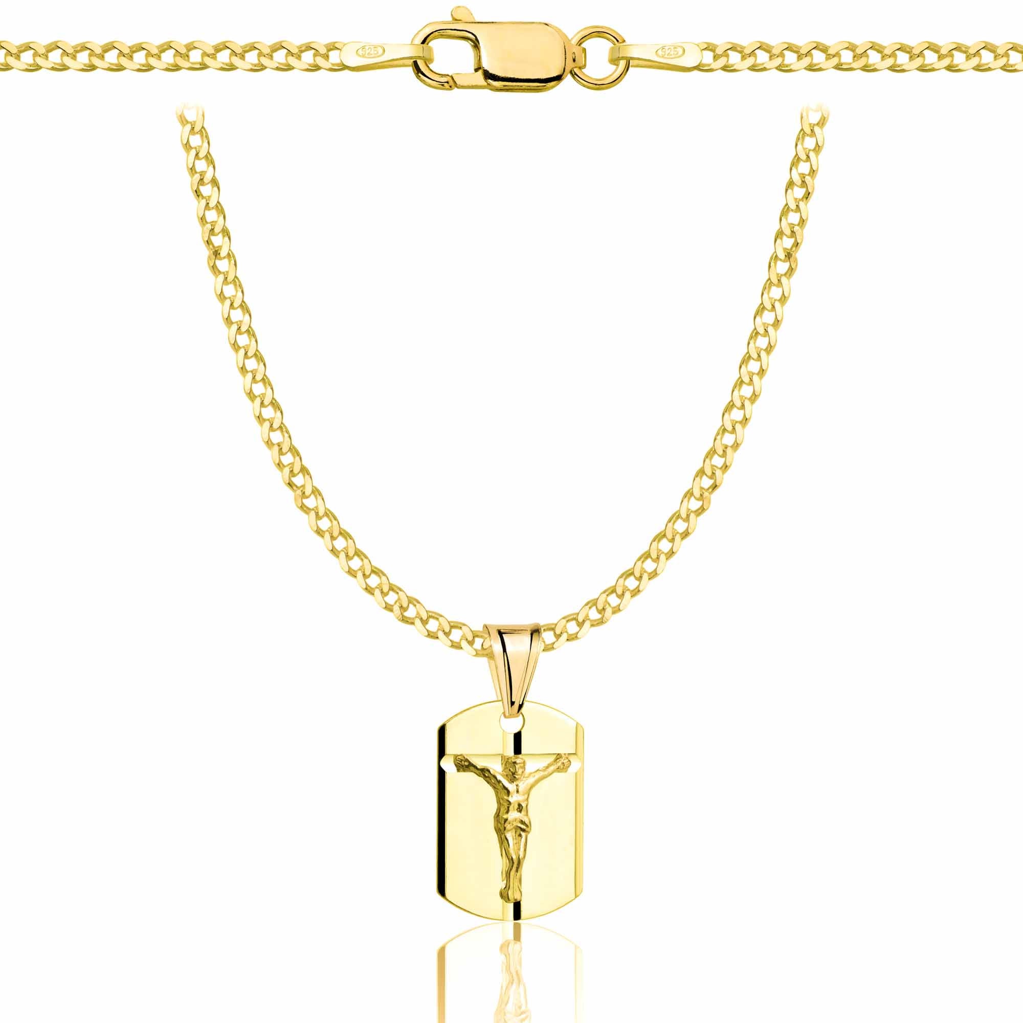 Łańcuszek pozłacany srebrny z medalikiem pancerka 2mm pr. 925