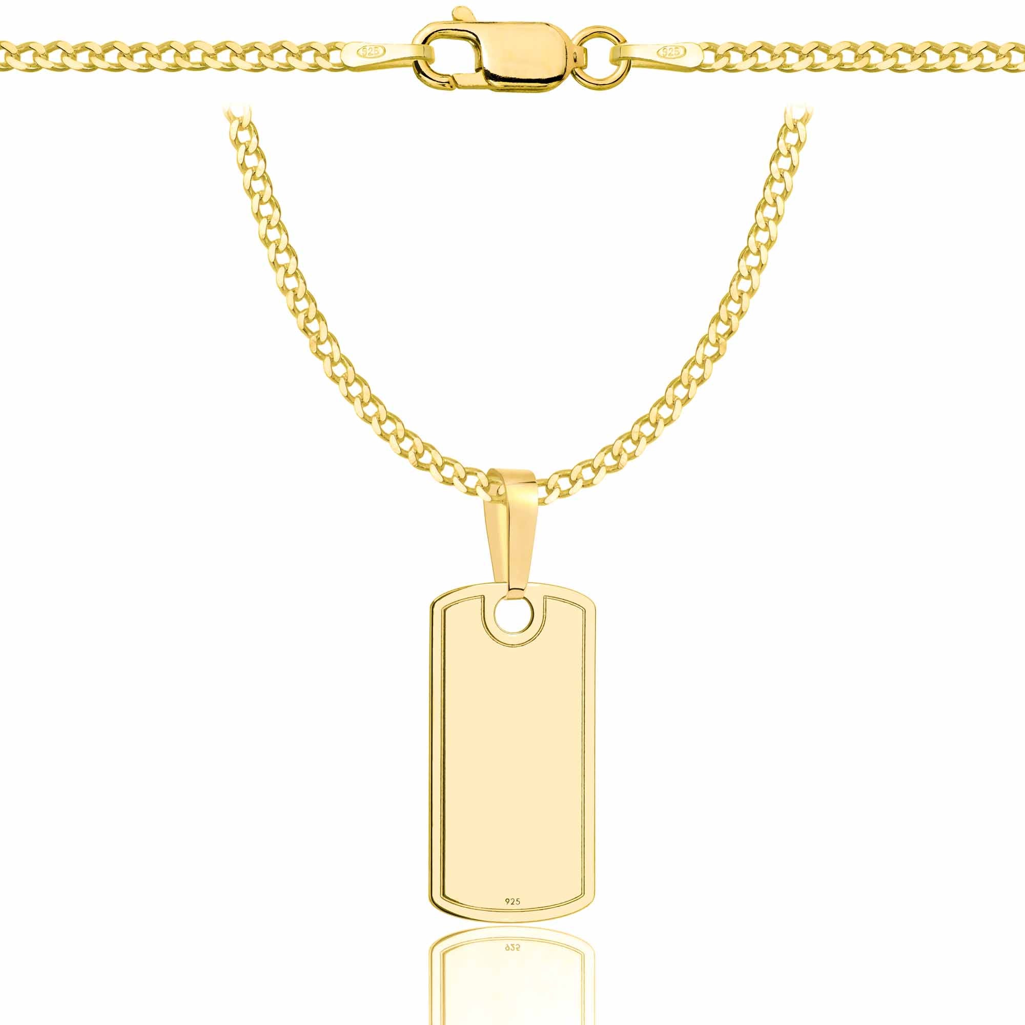 Łańcuszek pozłacany srebrny z nieśmiertelnikiem pancerka 2mm pr. 925 585