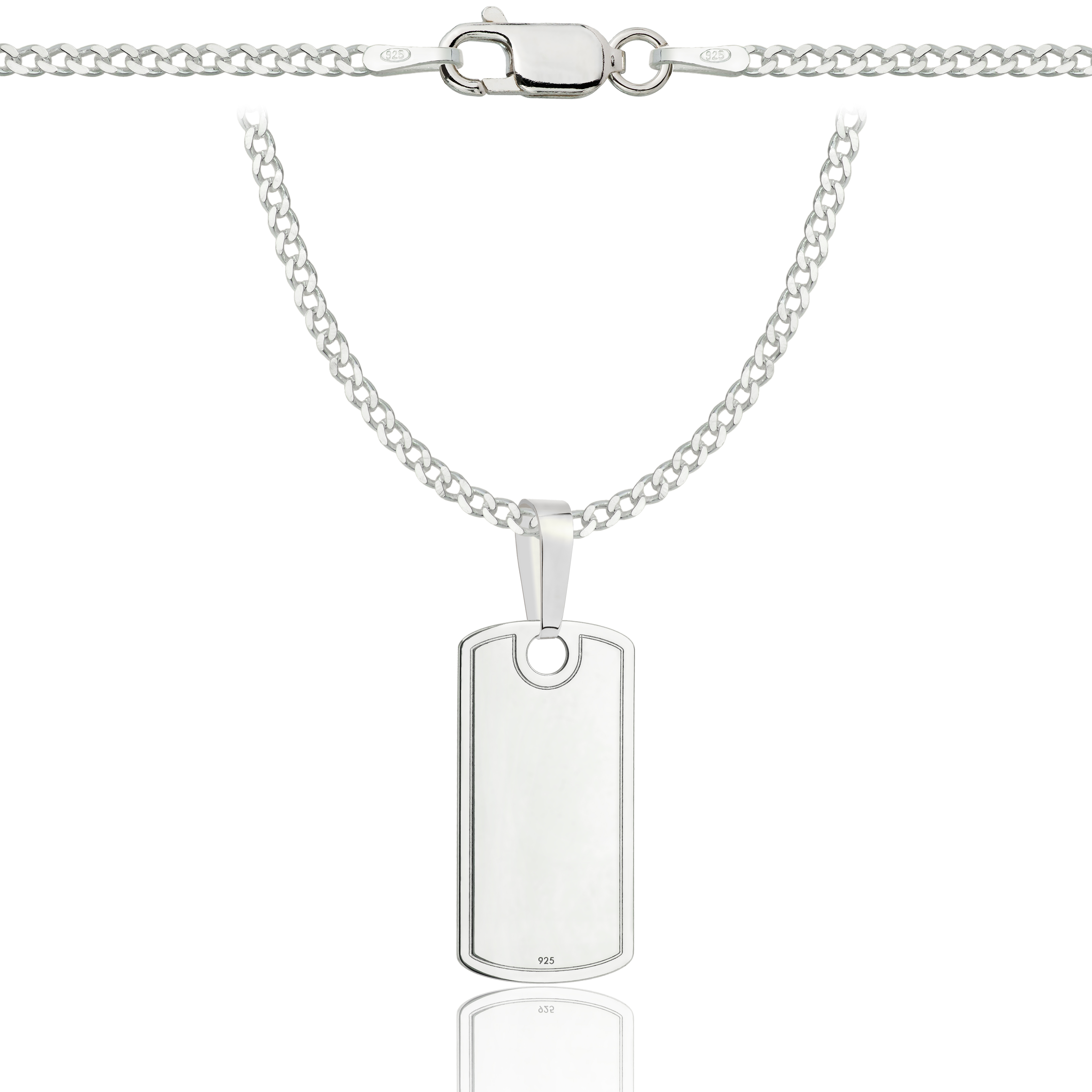 Łańcuszek srebrny z nieśmiertelnikiem pancerka 2mm pr. 925