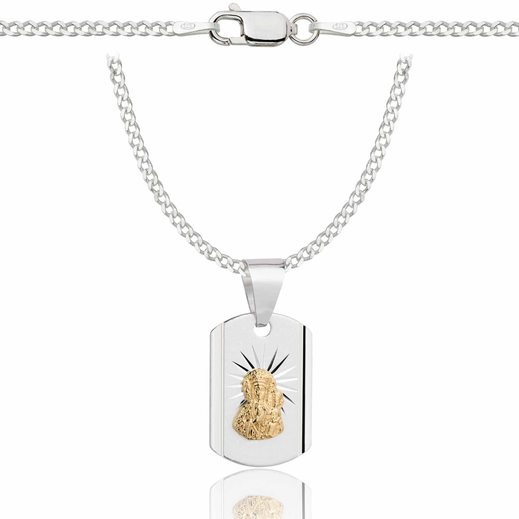 Łańcuszek srebrny z medalikiem pancerka 2mm pr. 925