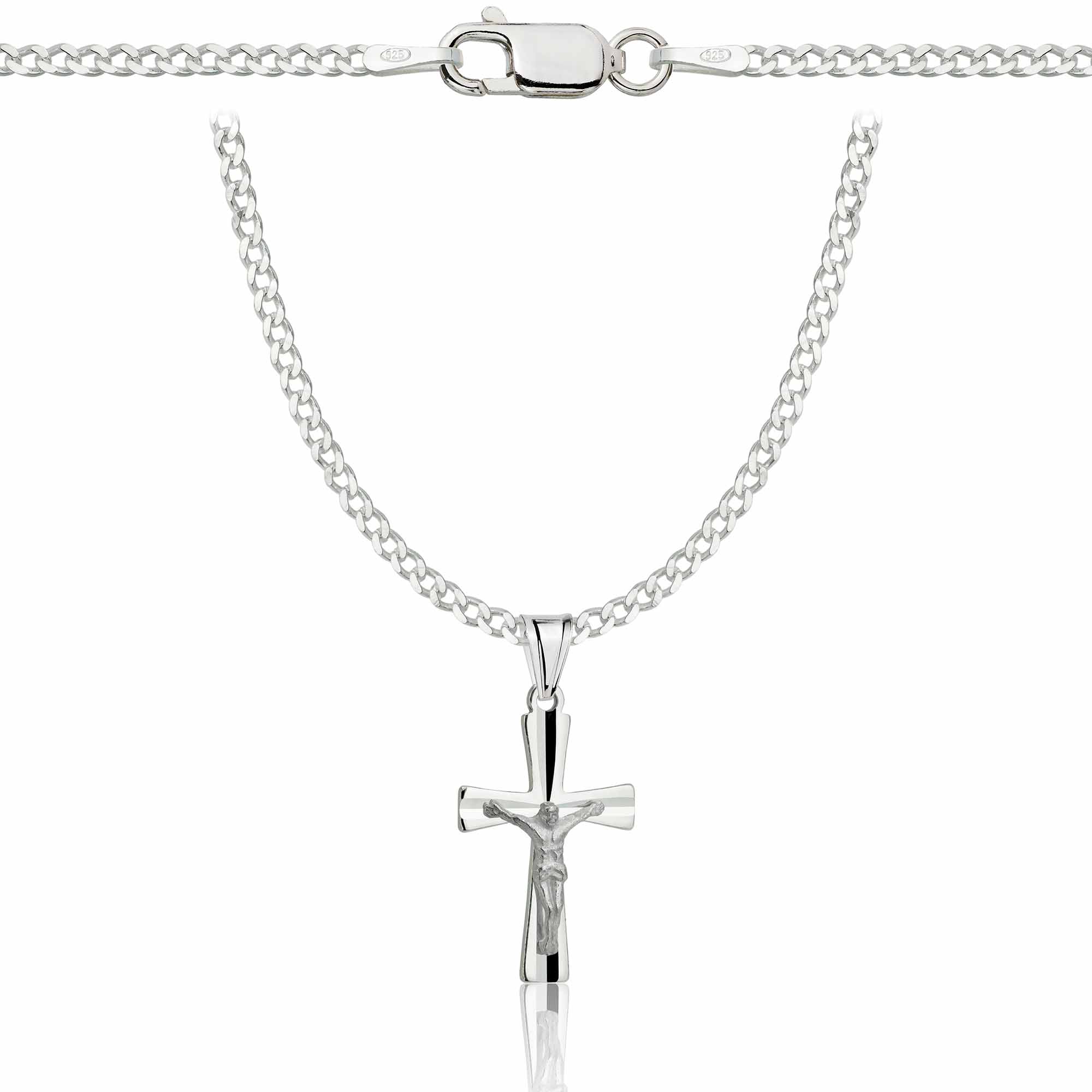 Łańcuszek srebrny z krzyżykiem pancerka 2mm pr. 925