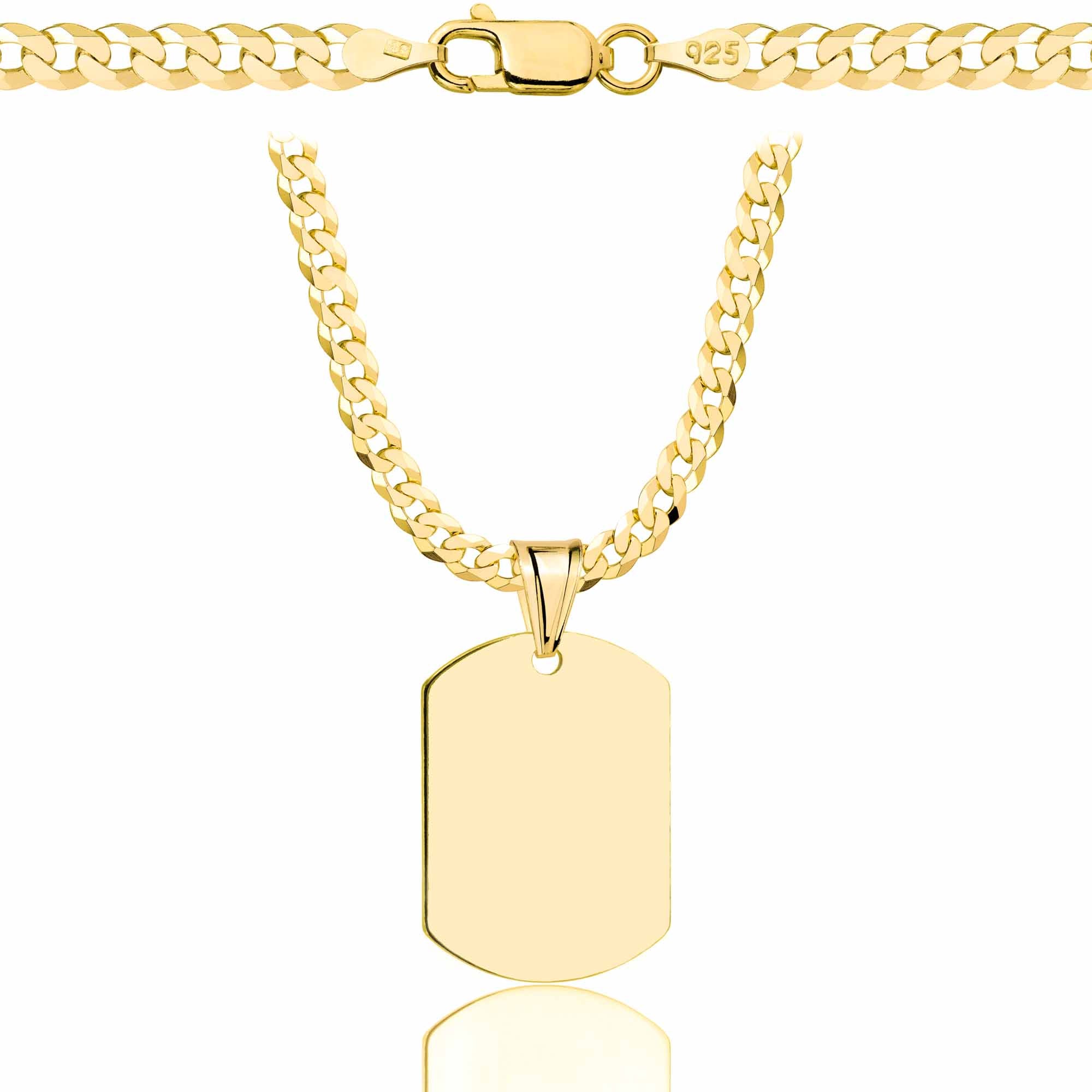 Łańcuszek pozłacany srebrny z nieśmiertelnikiem pancerka 3,8mm pr. 925 585