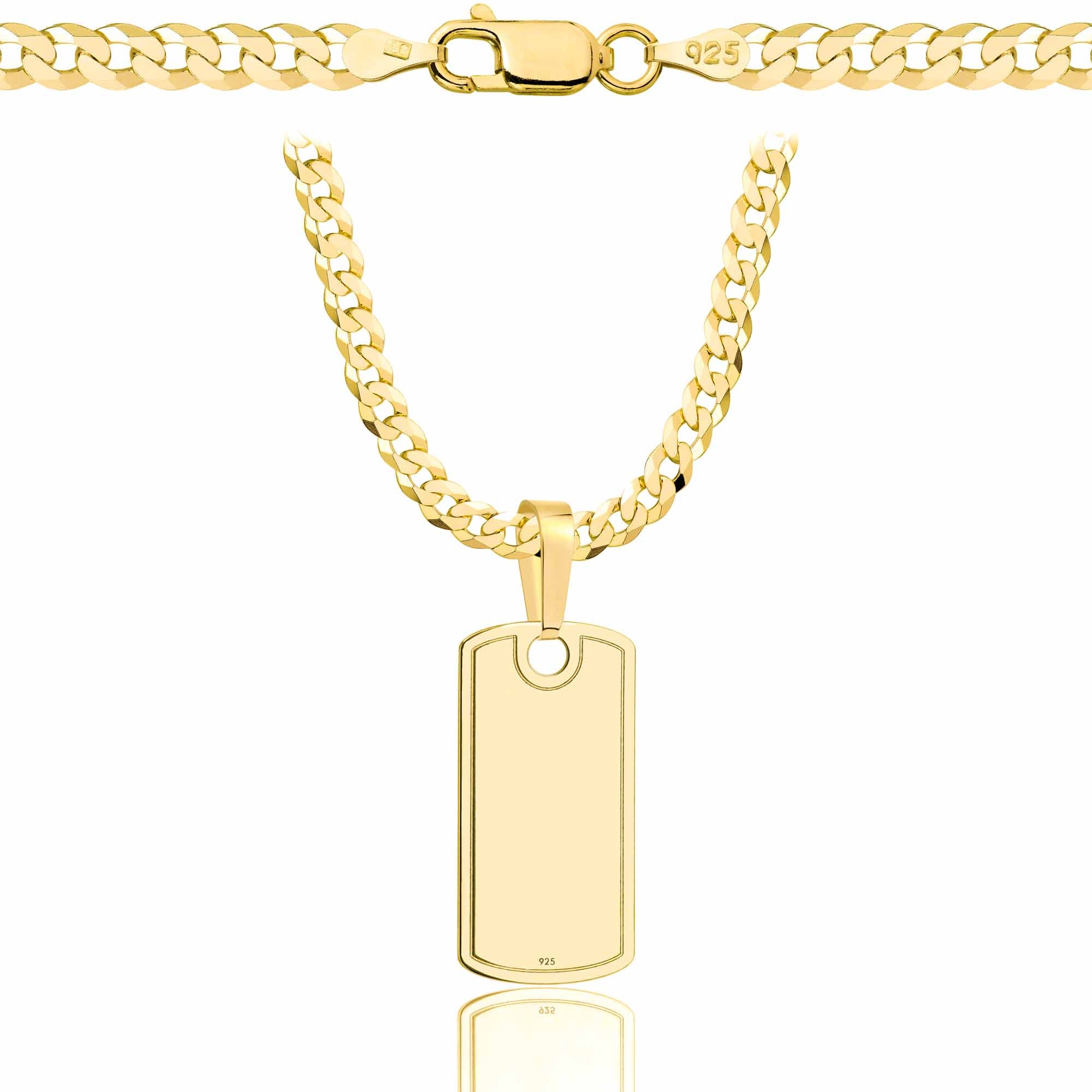 Łańcuszek pozłacany srebrny z nieśmiertelnikiem pancerka 3,8mm pr. 925 585