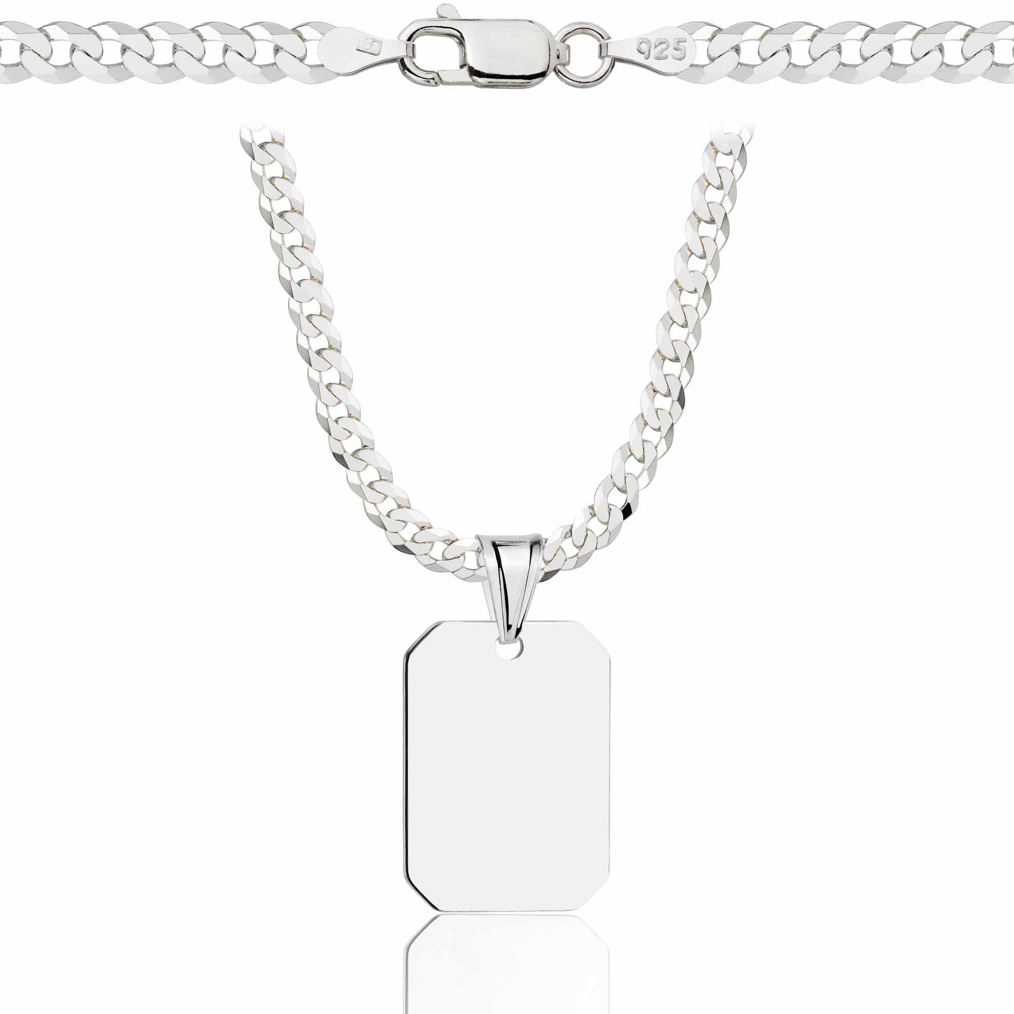 Łańcuszek srebrny z nieśmiertelnikiem pancerka 3,8mm pr. 925