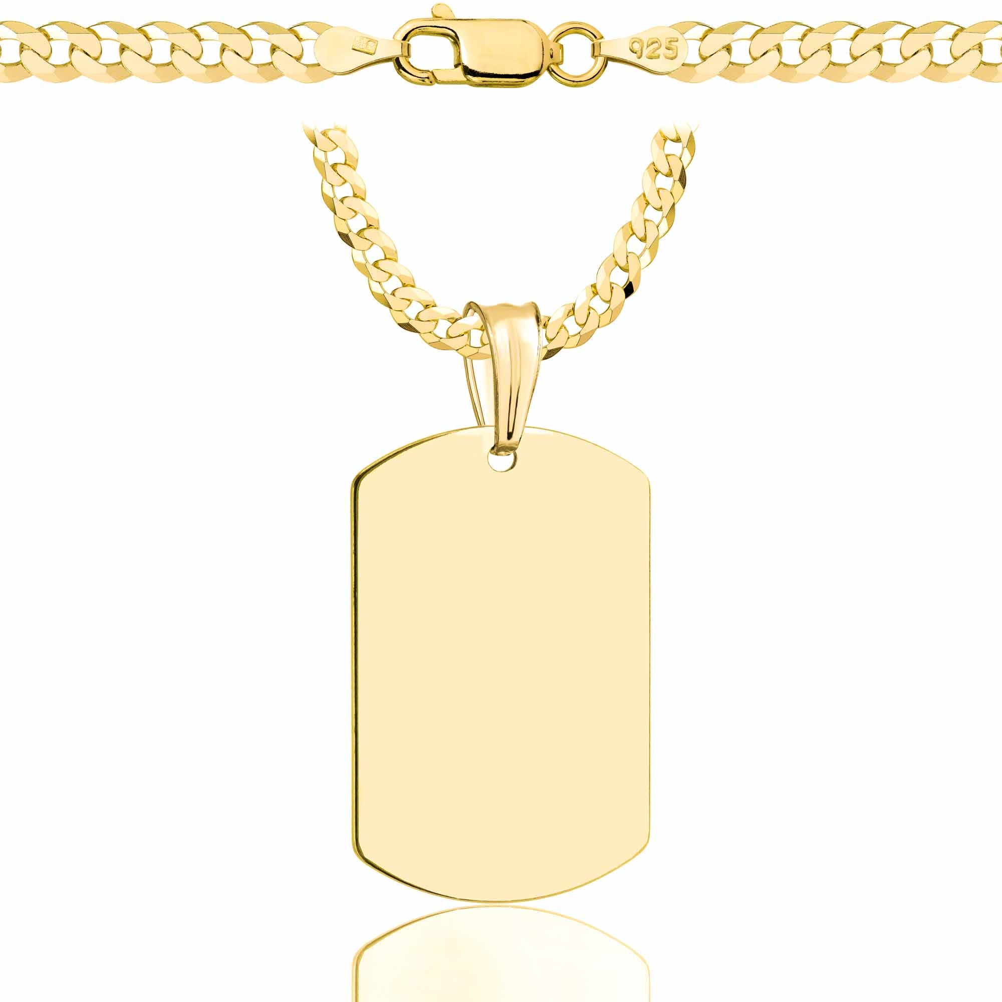 Łańcuszek pozłacany srebrny z nieśmiertelnikiem pancerka 3,8mm pr. 925 585