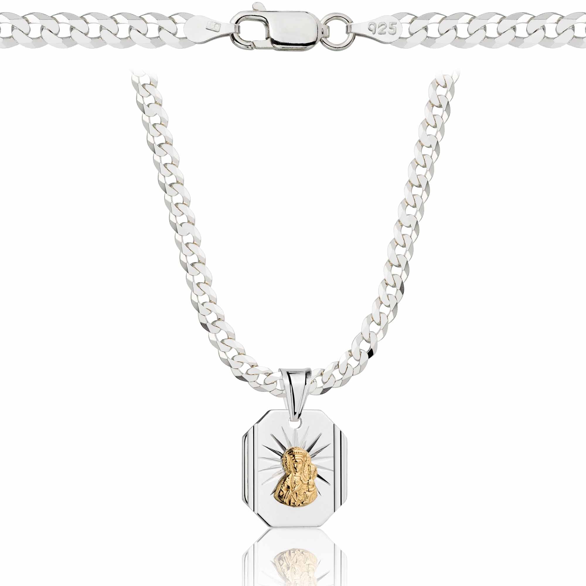 Łańcuszek srebrny z medalikiem pancerka 3,8mm pr. 925