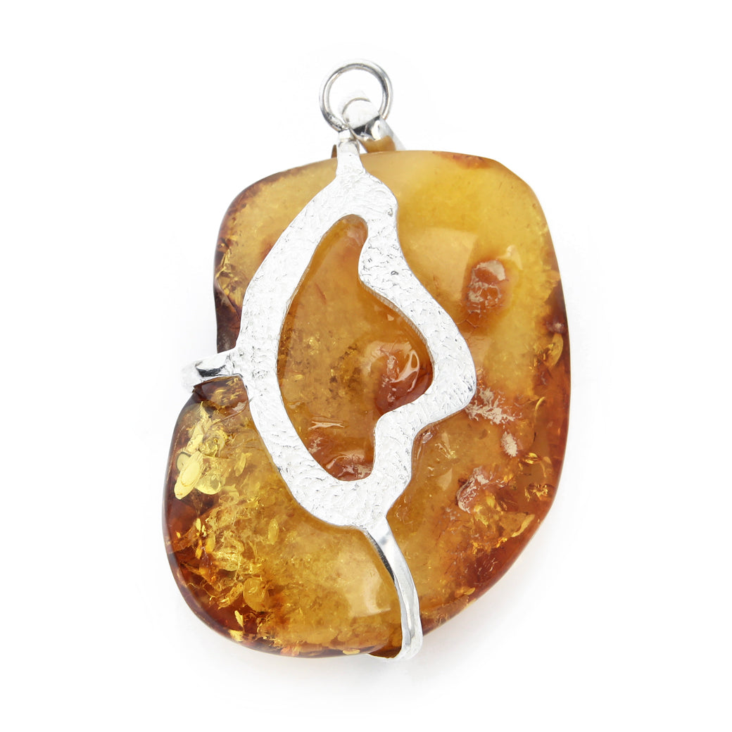 Duży wisior z bałtyckim bursztynem