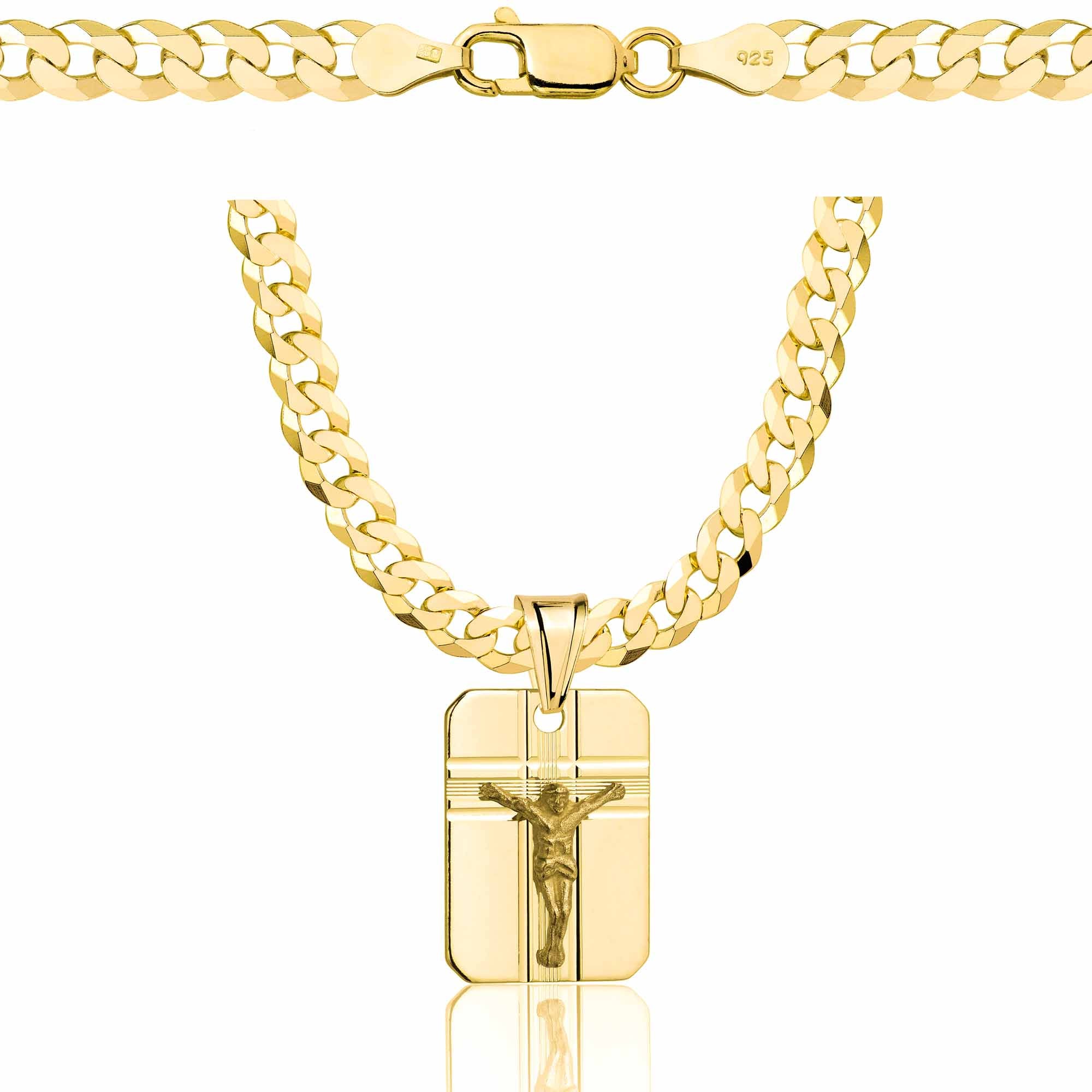 Łańcuszek pozłacany srebrny z medalikiem pancerka 5mm pr. 925