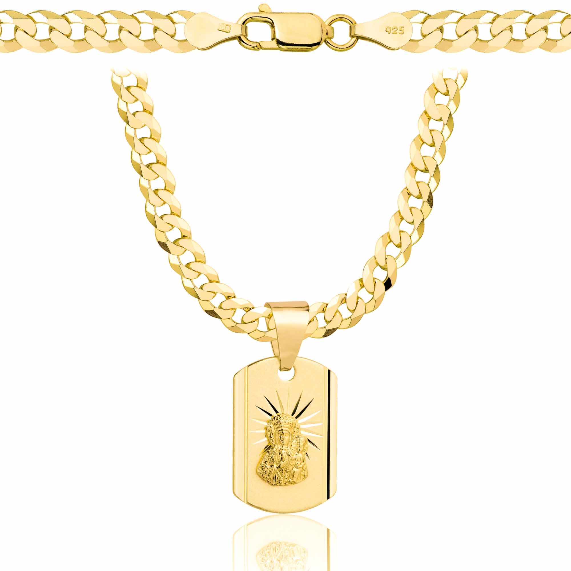 Łańcuszek pozłacany srebrny z medalikiem pancerka 5mm pr. 925