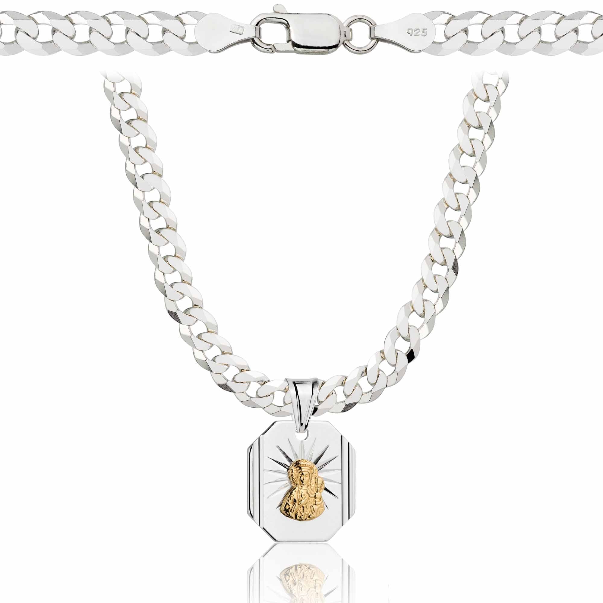 Łańcuszek srebrny z medalikiem pancerka 5mm pr. 925