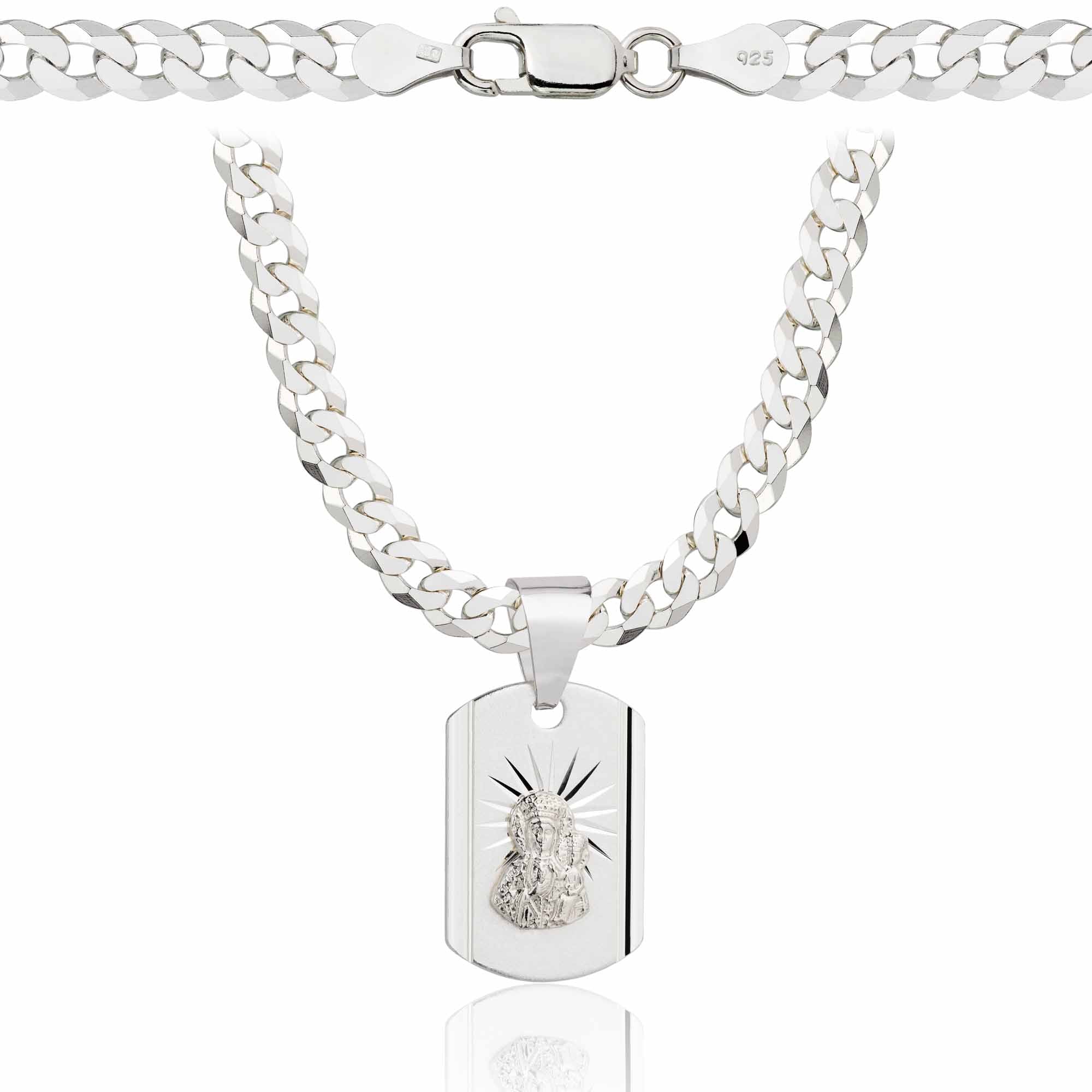 Łańcuszek srebrny z medalikiem pancerka 5mm pr. 925