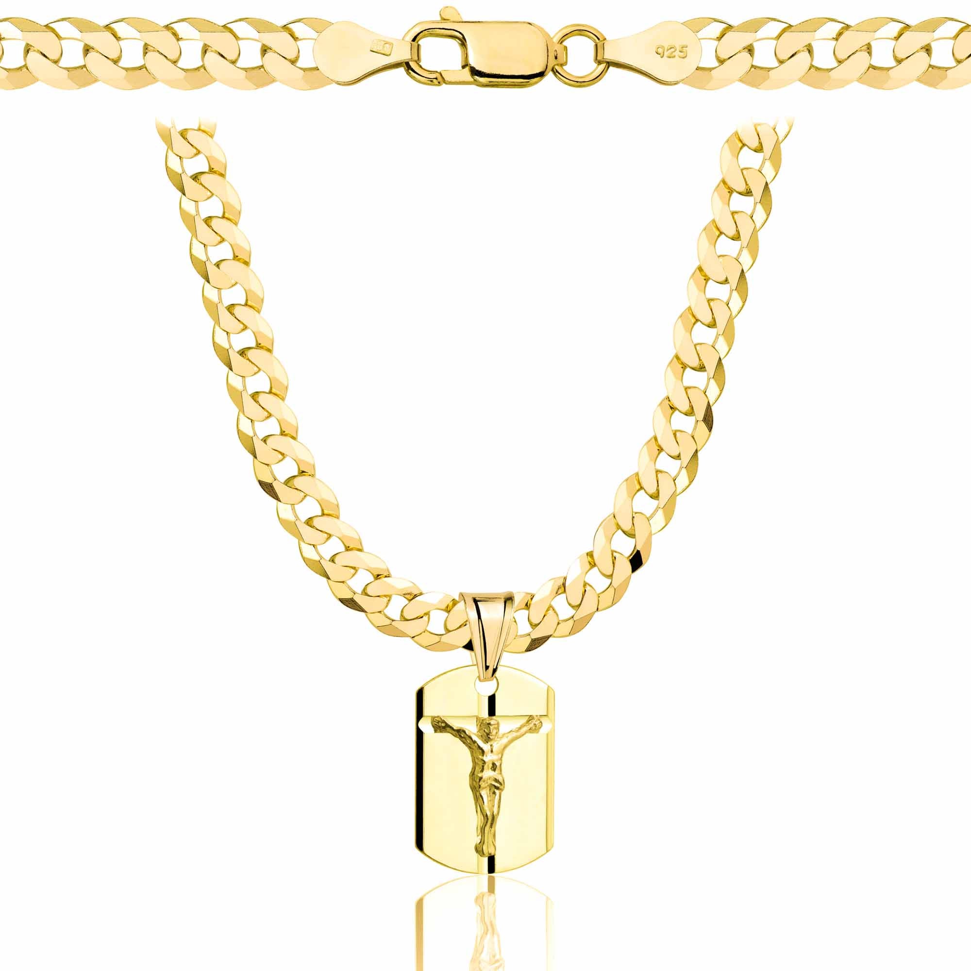 Łańcuszek pozłacany srebrny z medalikiem pancerka 5mm pr. 925