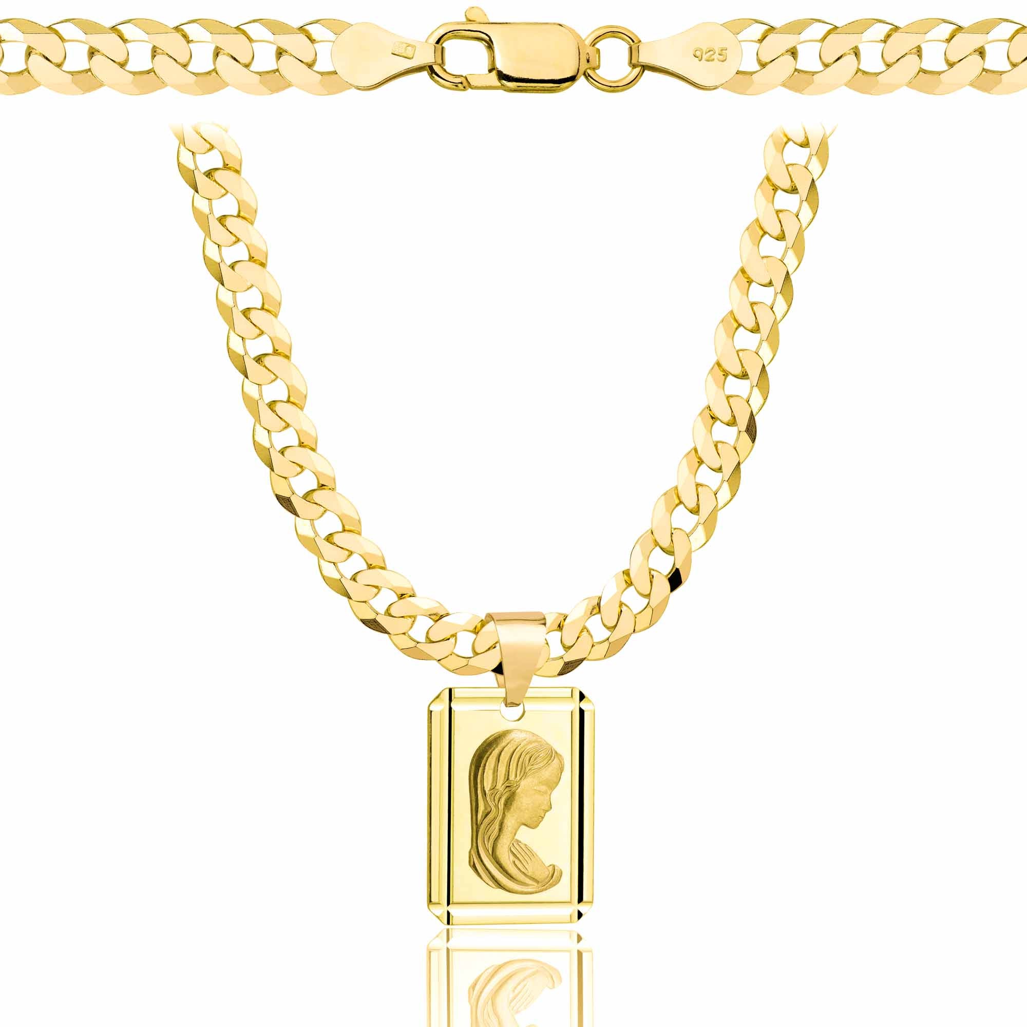 Łańcuszek pozłacany srebrny z medalikiem pancerka 5mm pr. 925