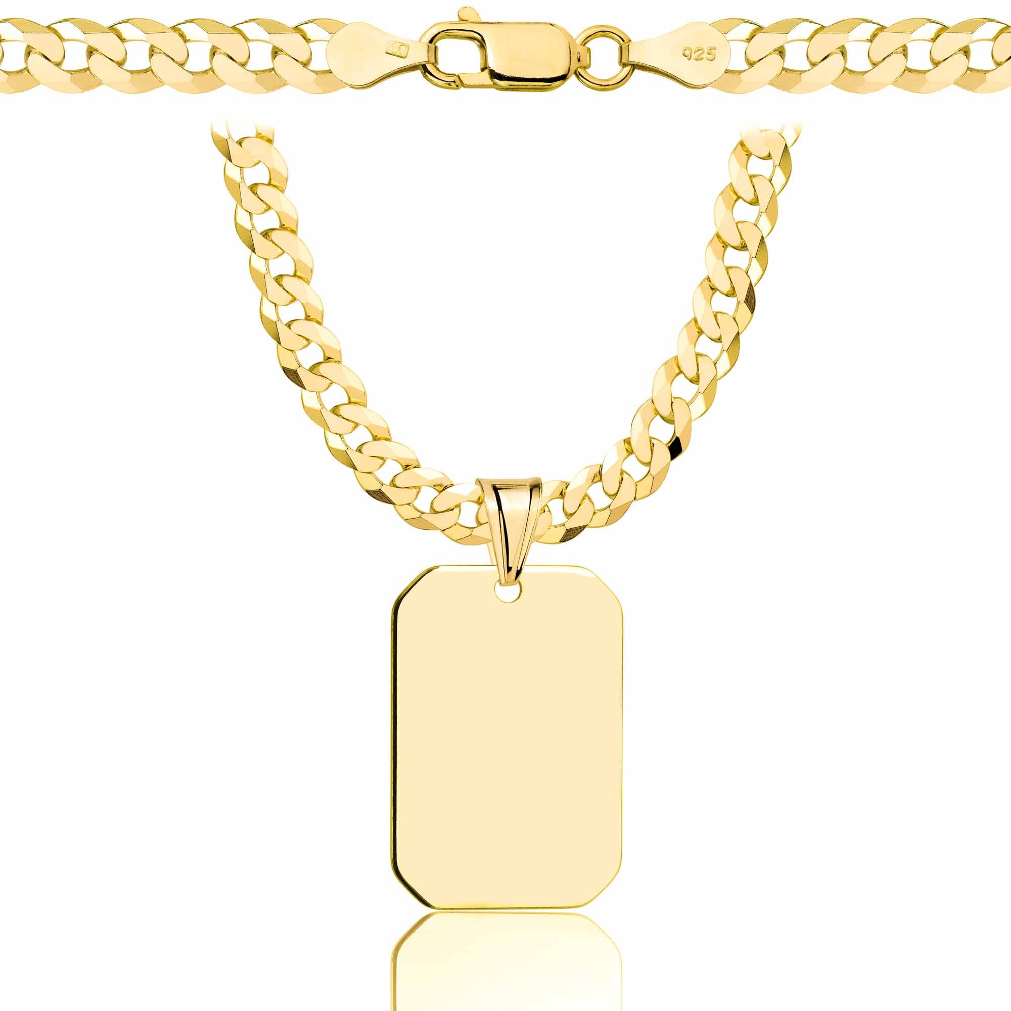 Łańcuszek pozłacany srebrny z nieśmiertelnikiem pancerka 5mm pr. 925 585