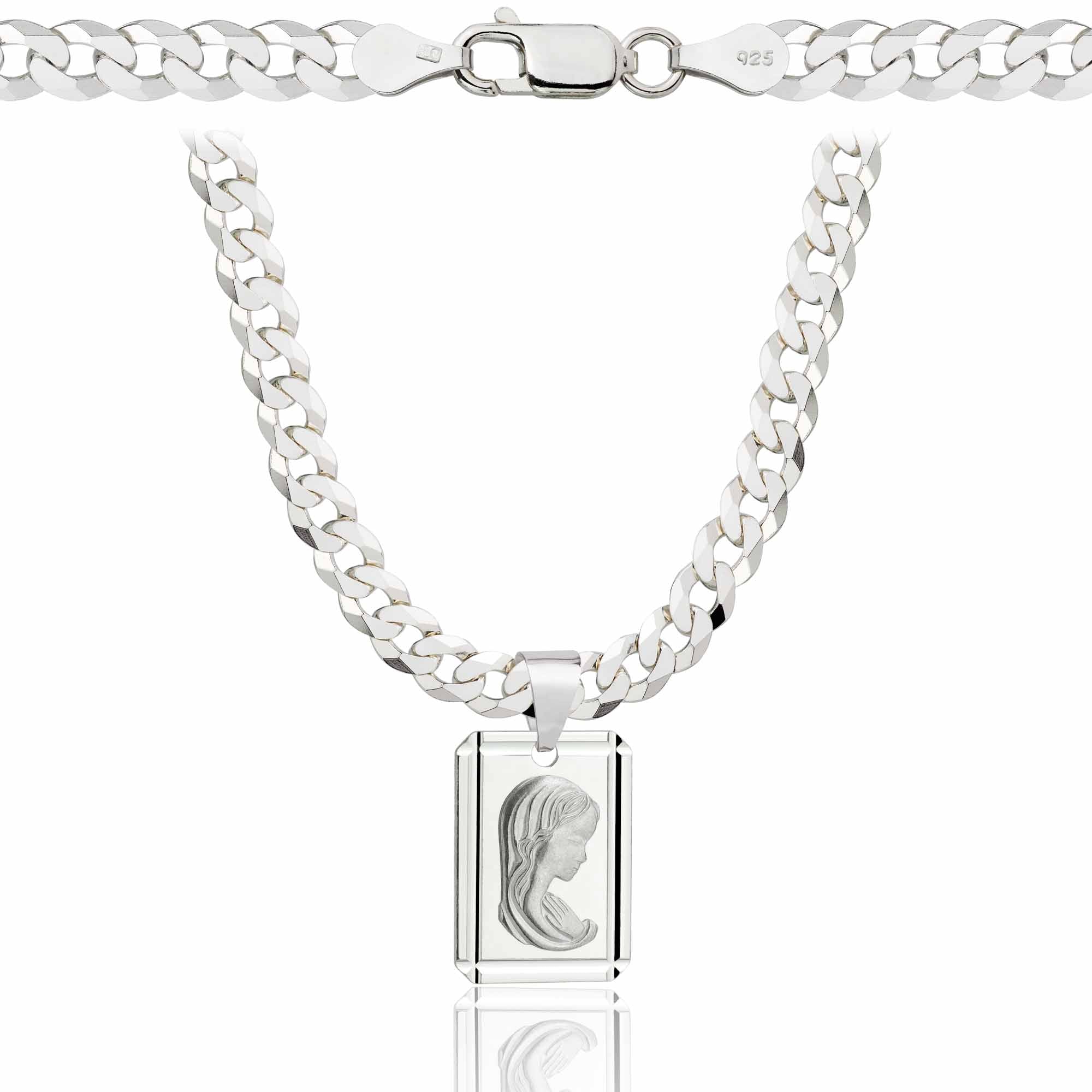 Łańcuszek srebrny z medalikiem pancerka 5mm pr. 925