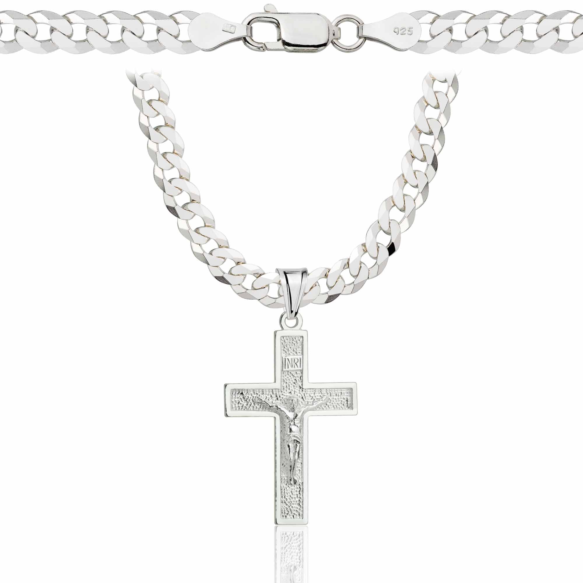 Łańcuszek srebrny z krzyżykiem pancerka 5mm pr. 925