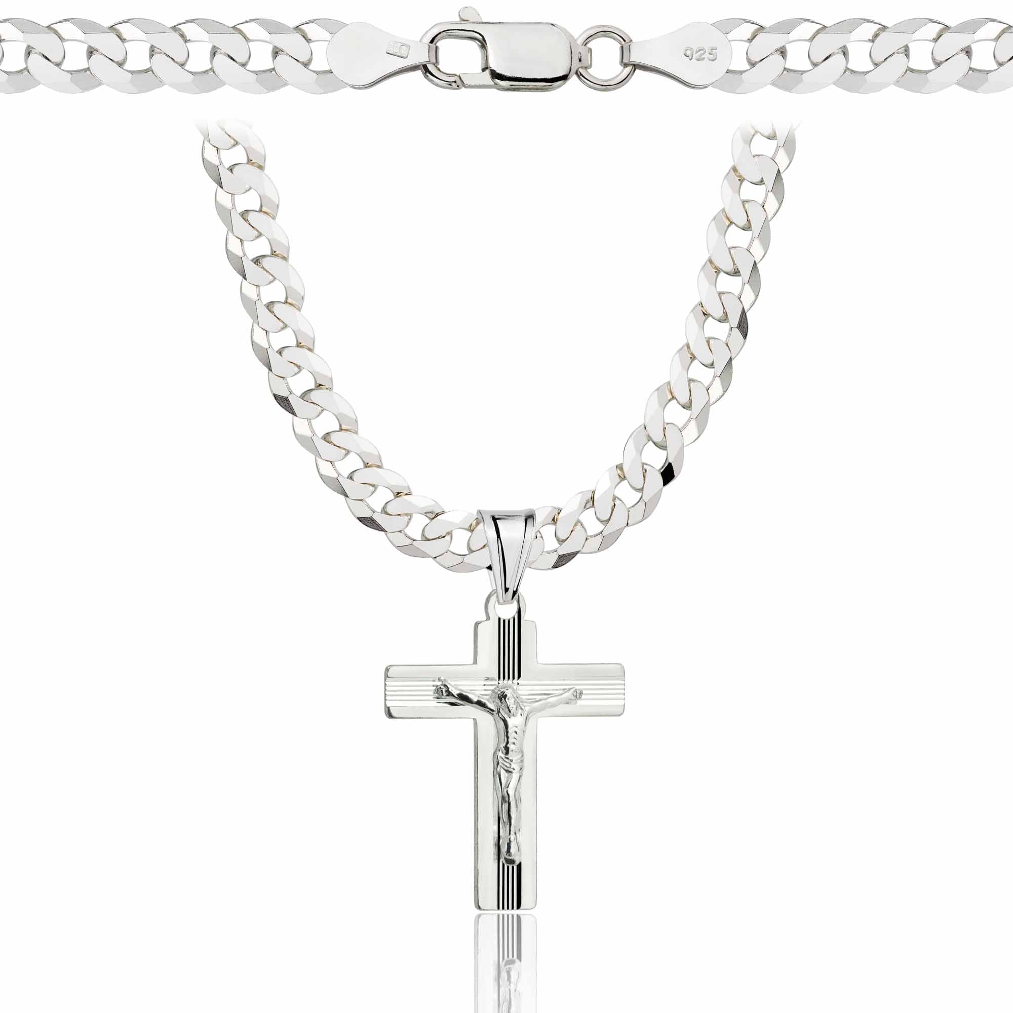 Łańcuszek srebrny z krzyżykiem pancerka 5mm pr. 925