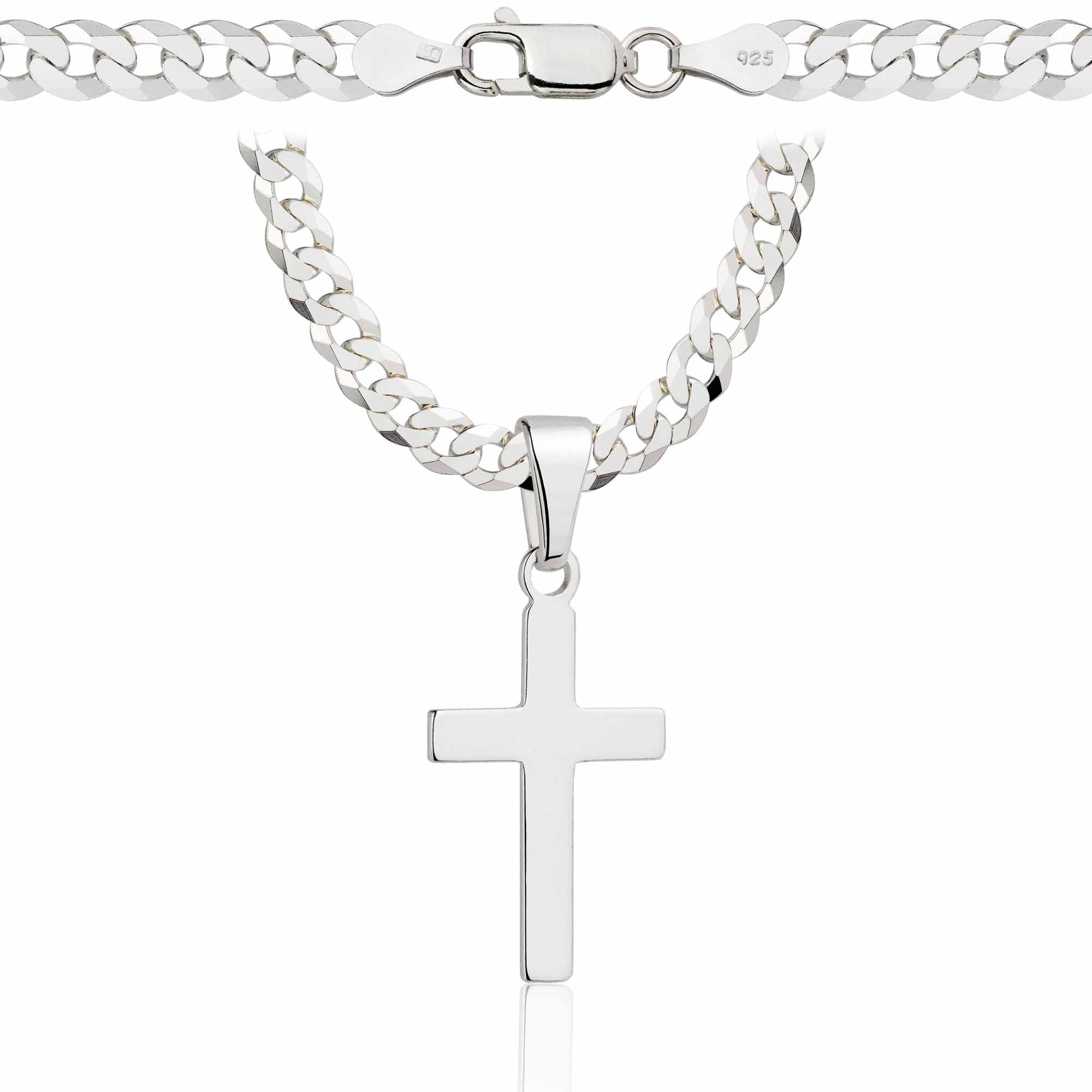 Łańcuszek srebrny z krzyżykiem pancerka 5mm pr. 925