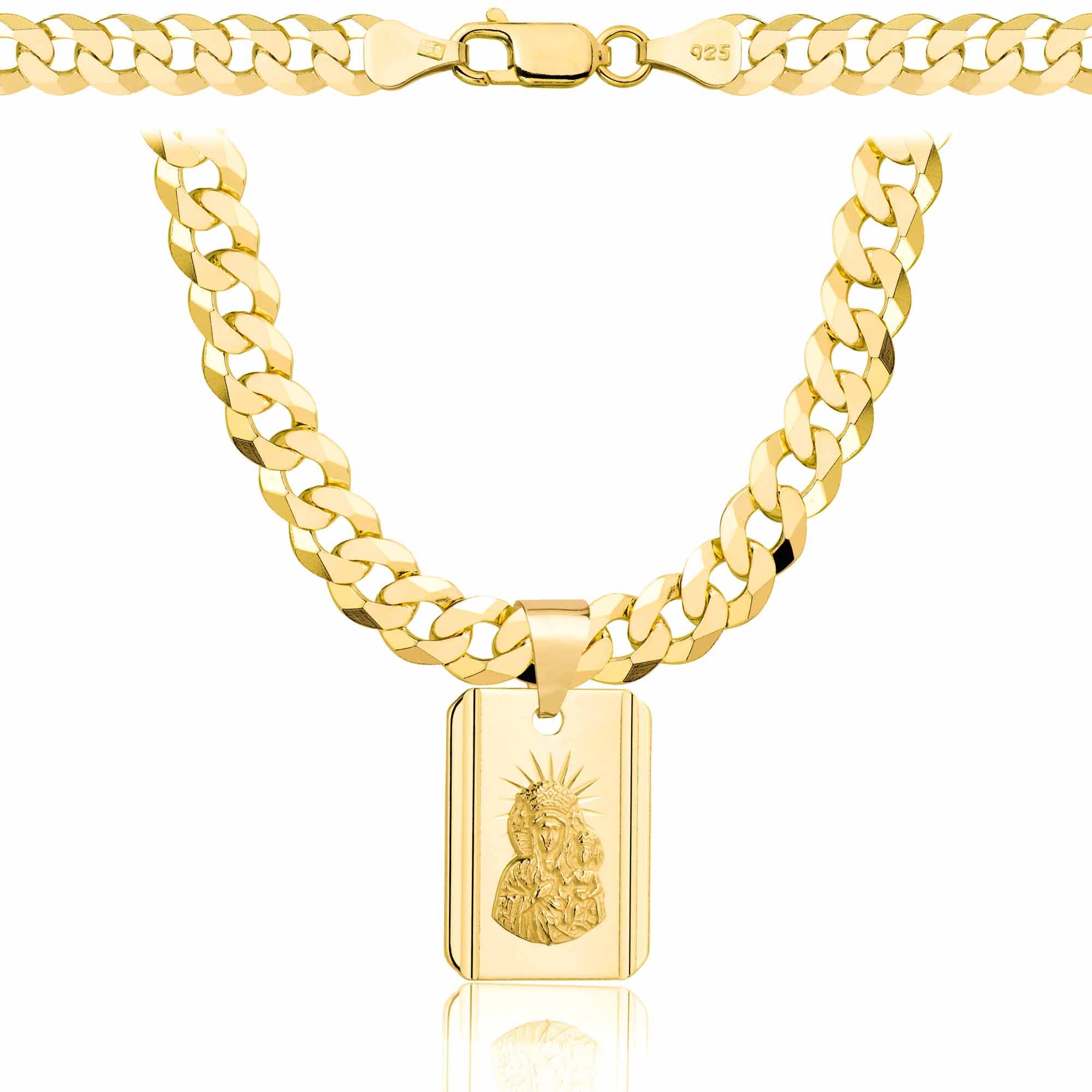 Łańcuszek pozłacany srebrny z medalikiem pancerka 6,5mm pr. 925