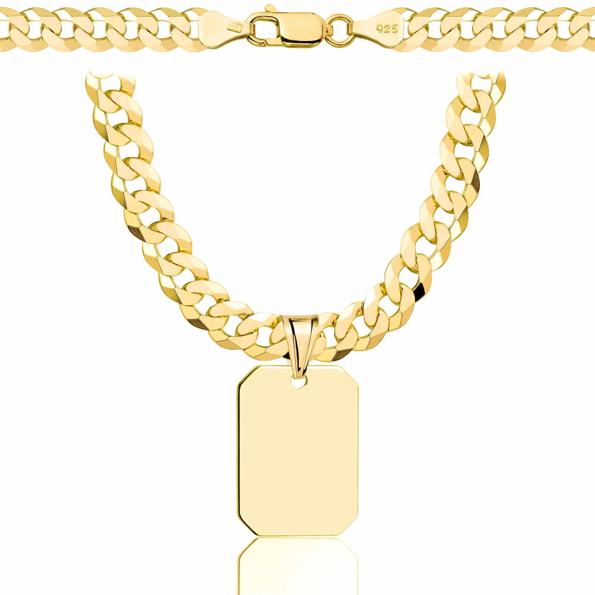 Łańcuszek pozłacany srebrny z nieśmiertelnikiem pancerka 6,5mm pr. 925 585