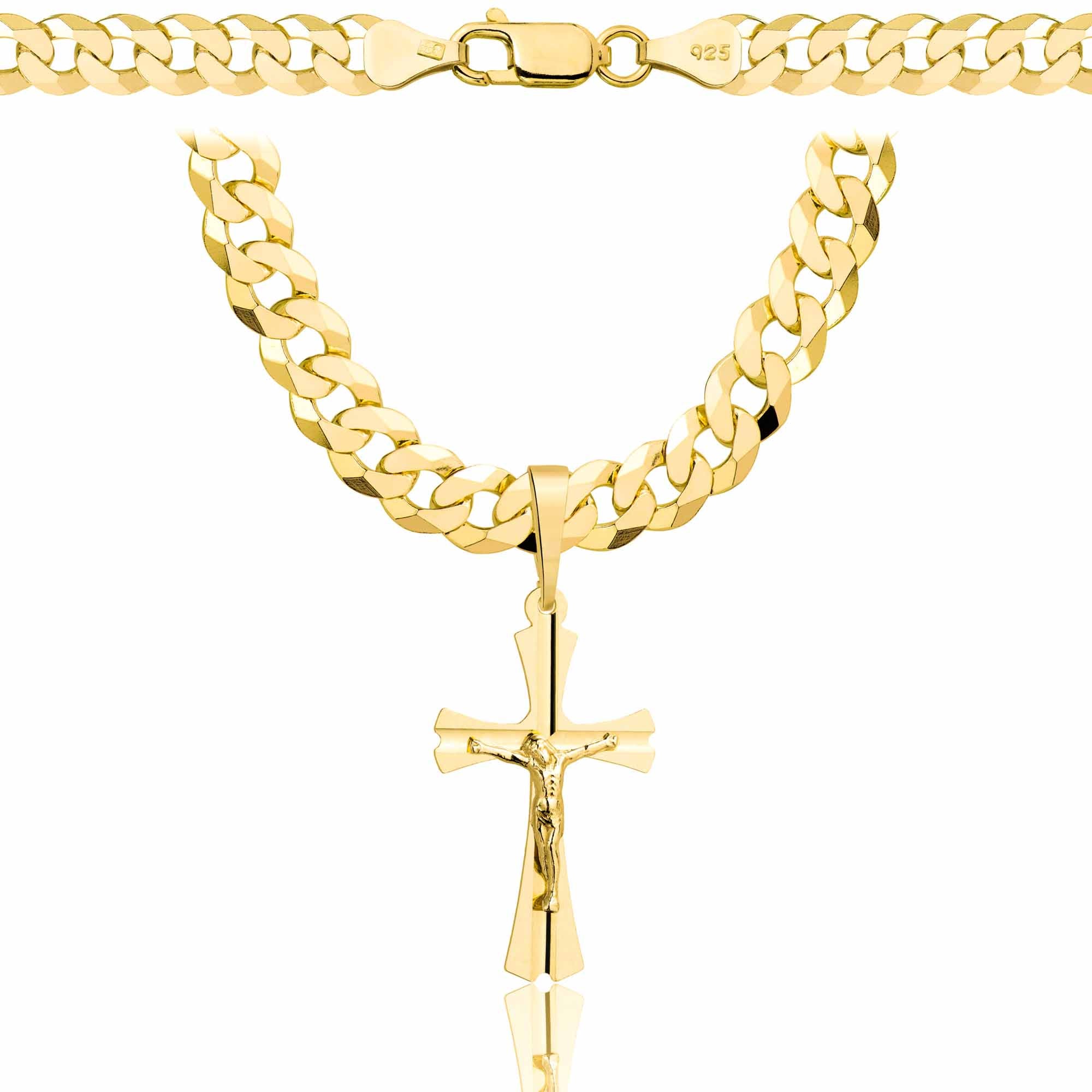 Łańcuszek pozłacany srebrny z krzyżykiem pancerka 6,5mm pr. 925