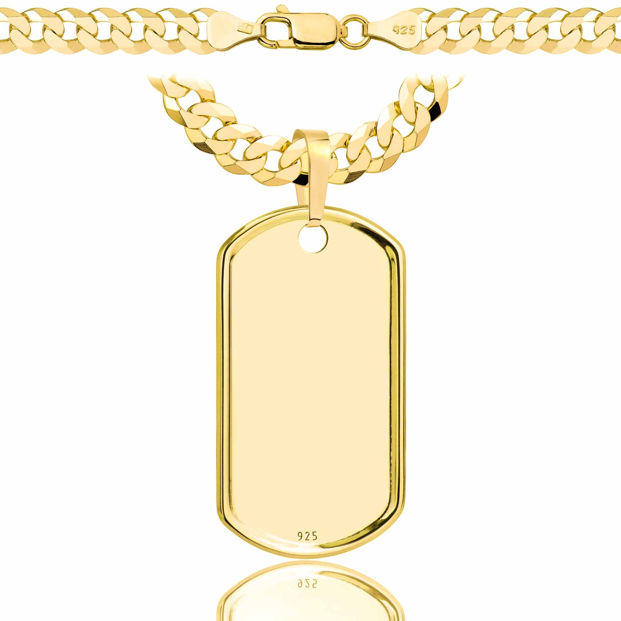 Łańcuszek pozłacany srebrny z nieśmiertelnikiem pancerka 6,5mm pr. 925 585