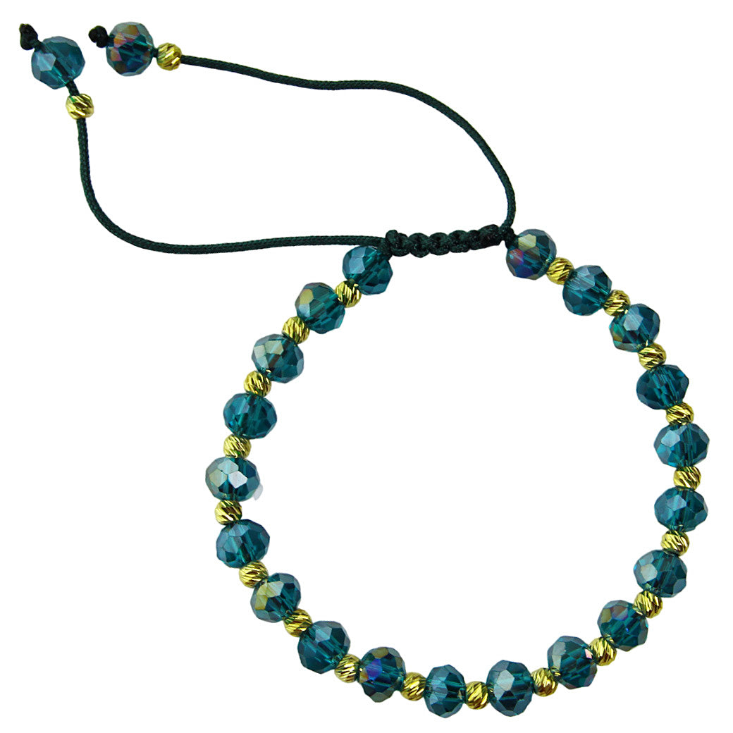 Bransoletka z koralikami - morska i złote kulki