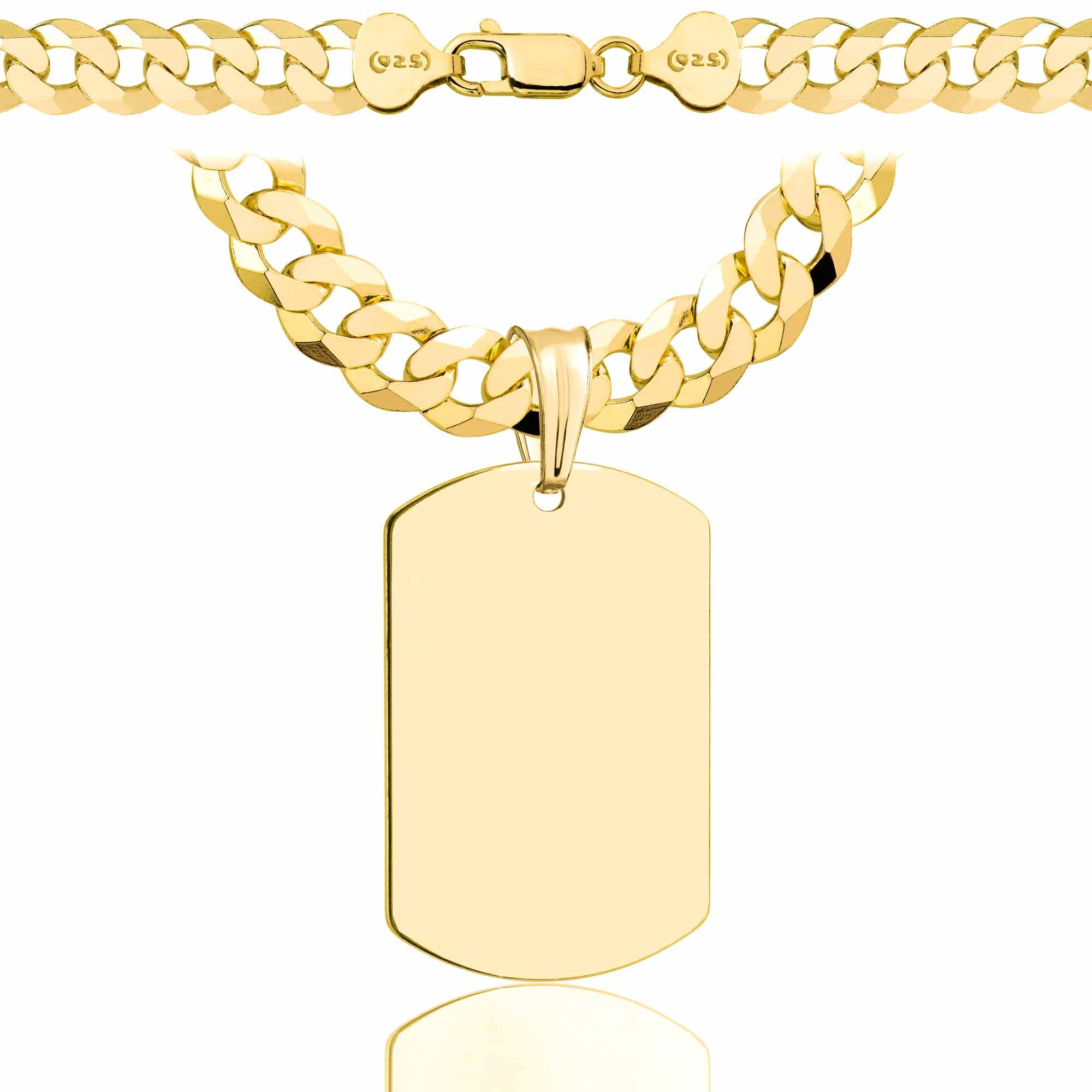 Łańcuszek pozłacany srebrny z nieśmiertelnikiem pancerka 7,5mm pr. 925 585