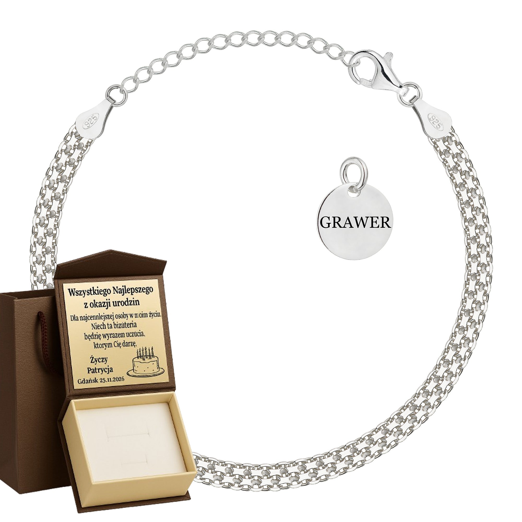 Bransoletka srebrna bismark 4,5mm pr. 925