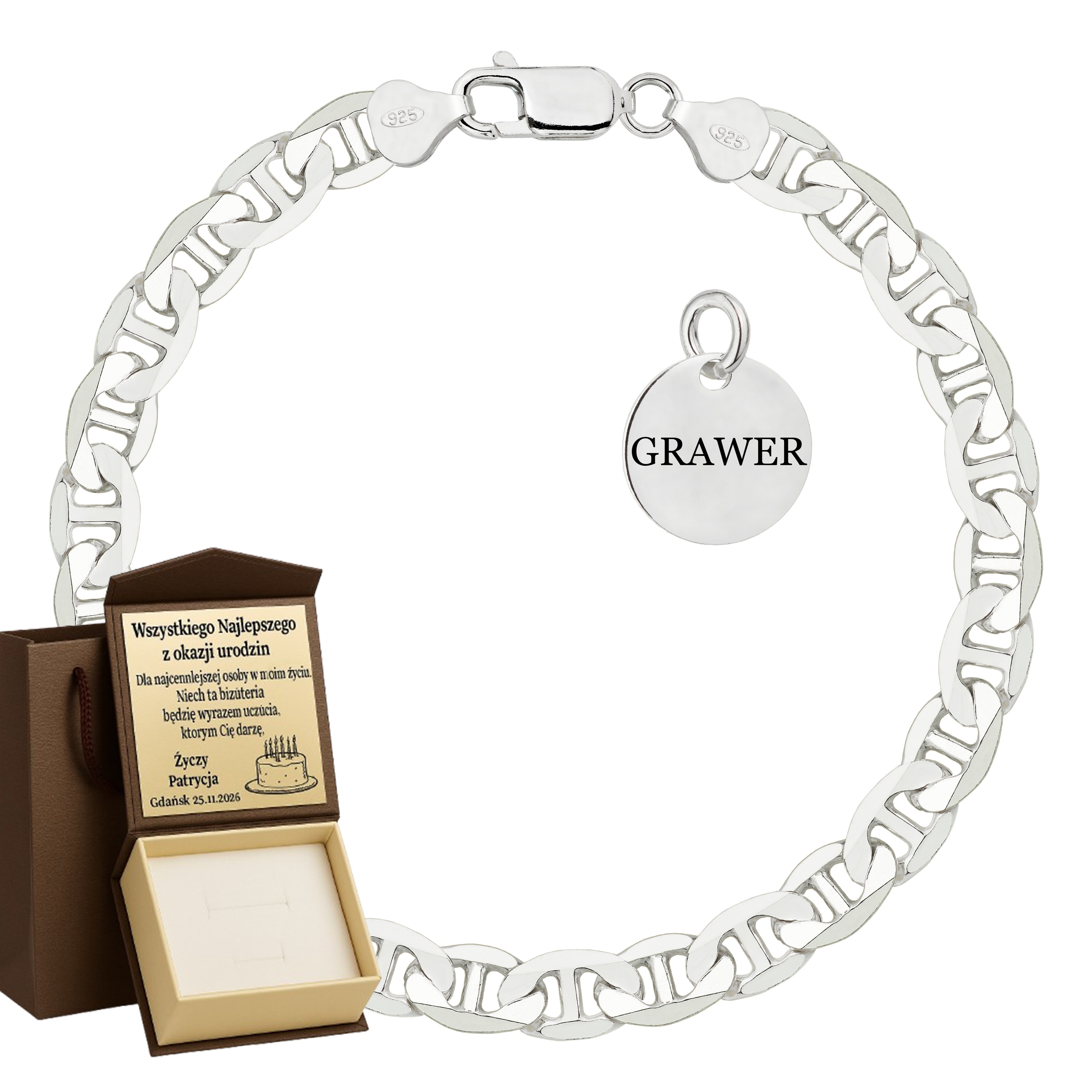 Bransoletka srebrna gucci 6,5mm pr. 925