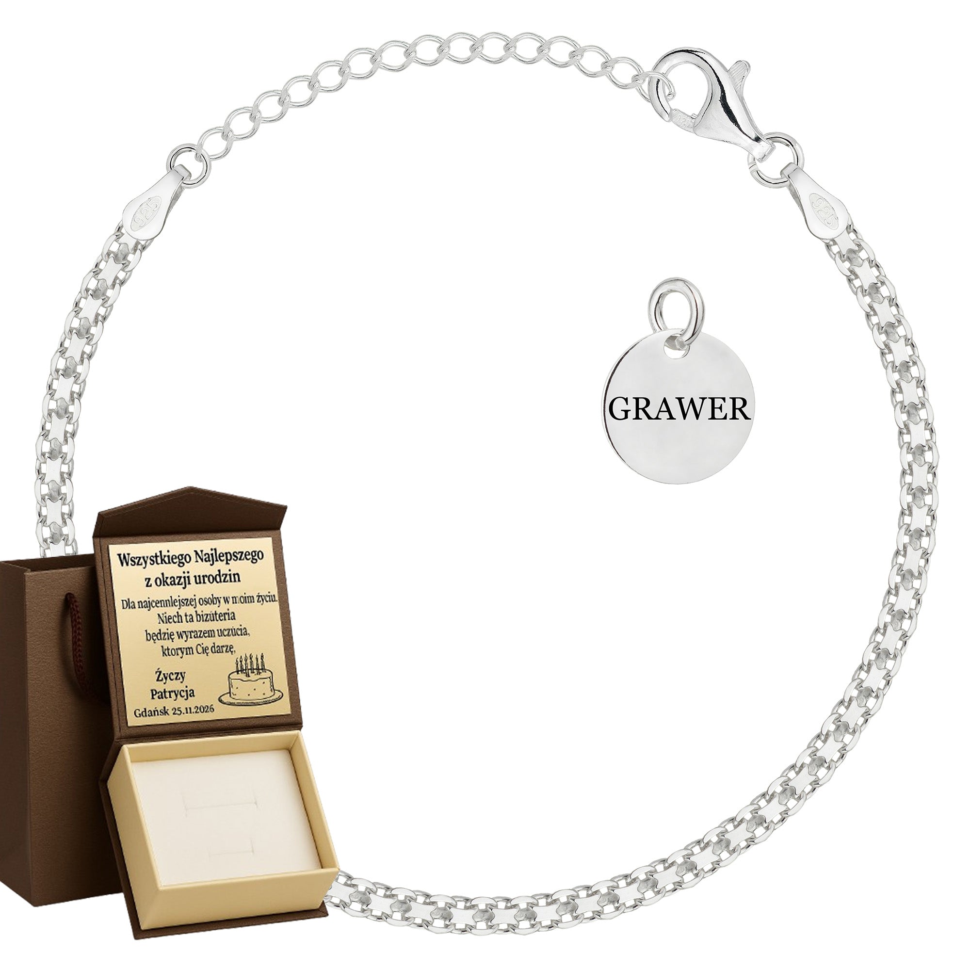 Bransoletka srebrna bismark 3mm pr. 925