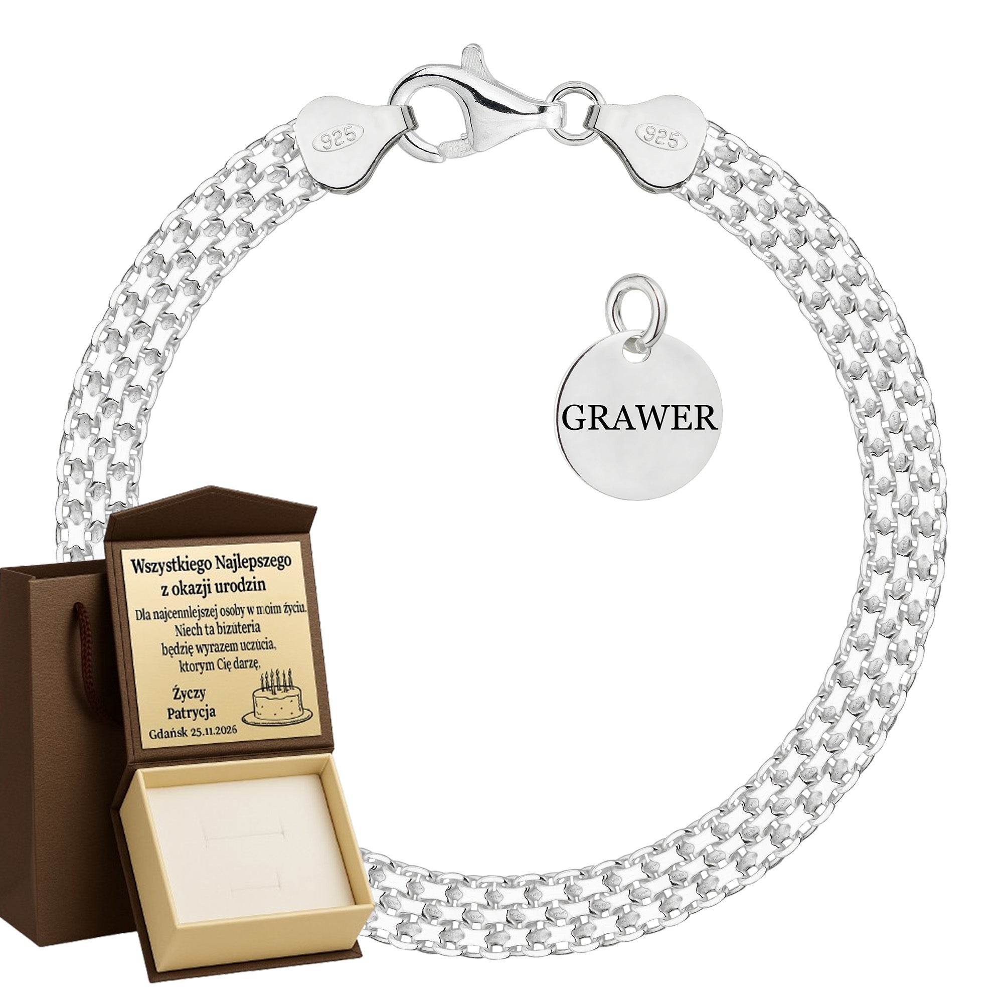 Bransoletka srebrna bismark 6mm pr. 925