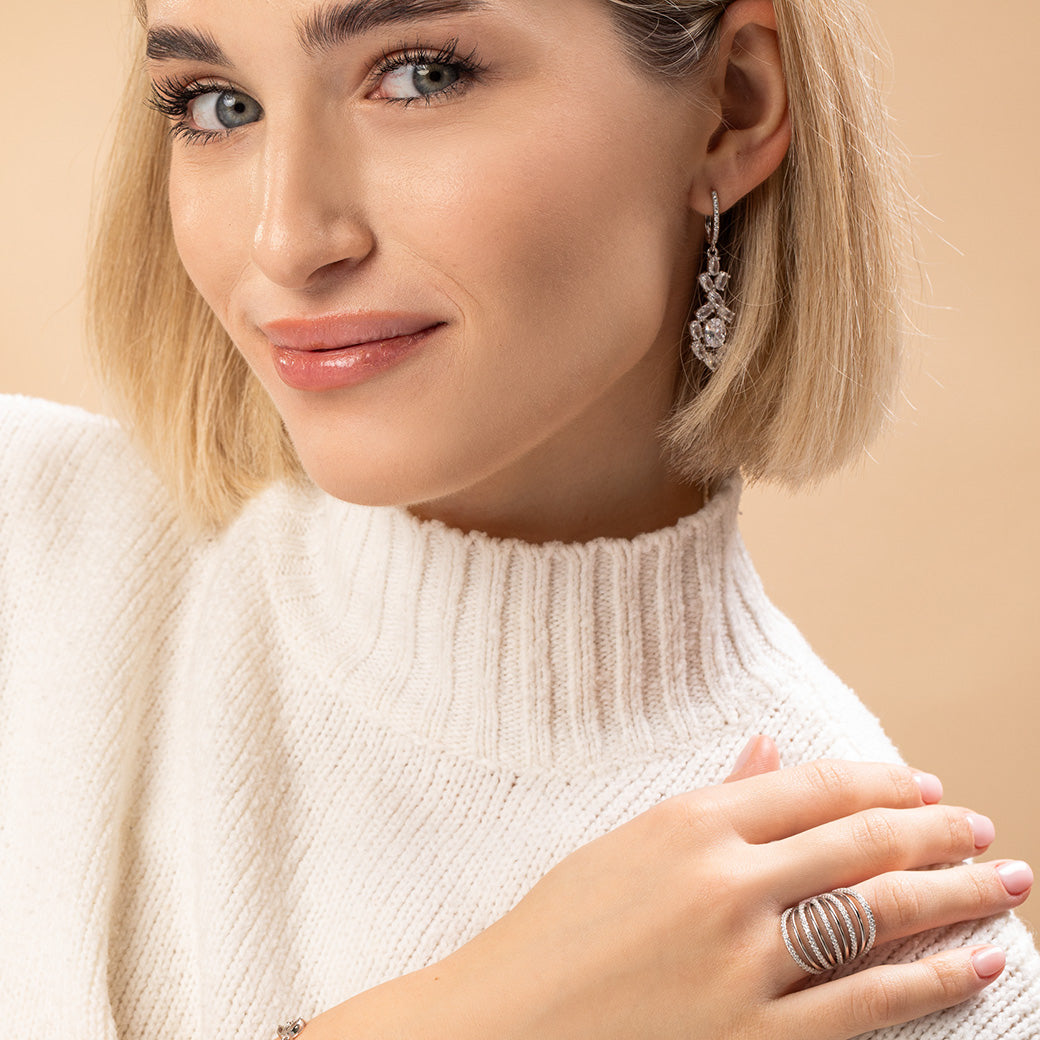 Kolczyki wiszące z cyrkoniami Frosty Roses