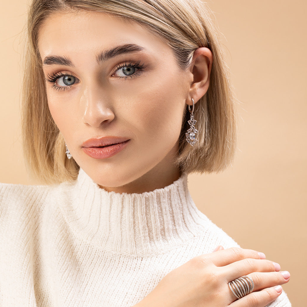 Kolczyki wiszące z cyrkoniami Frosty Roses