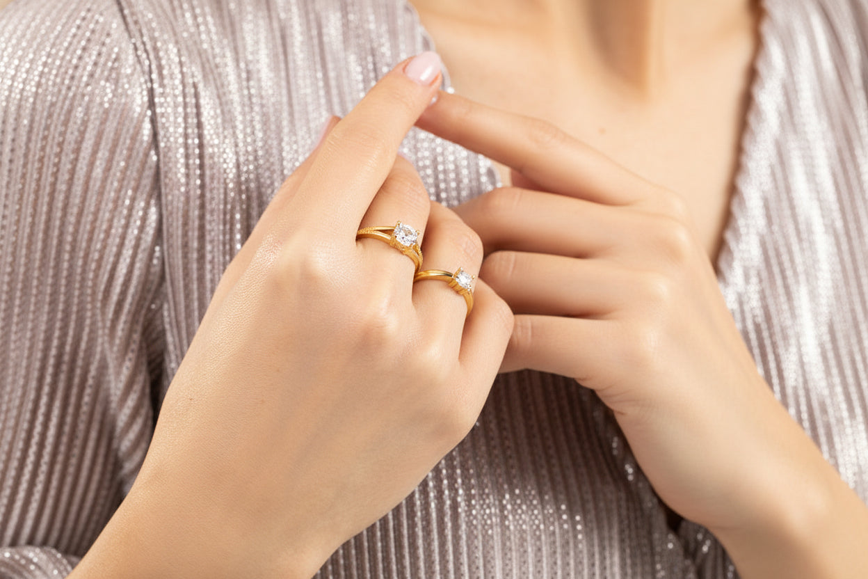 Pierścionek z cyrkonią 3 mm srebro pozłacane