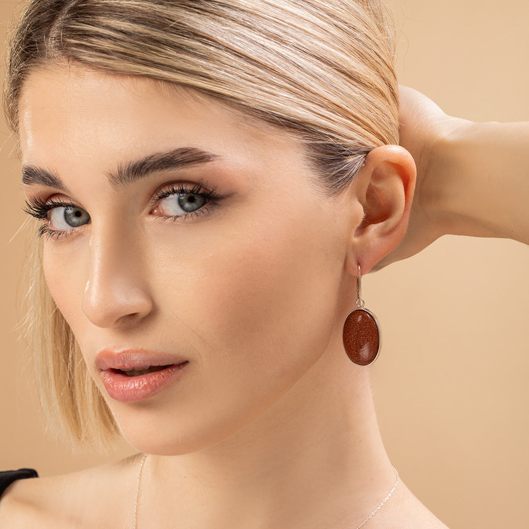 Wiszące kolczyki z onyksem 18x12mm Elegancka Alicja