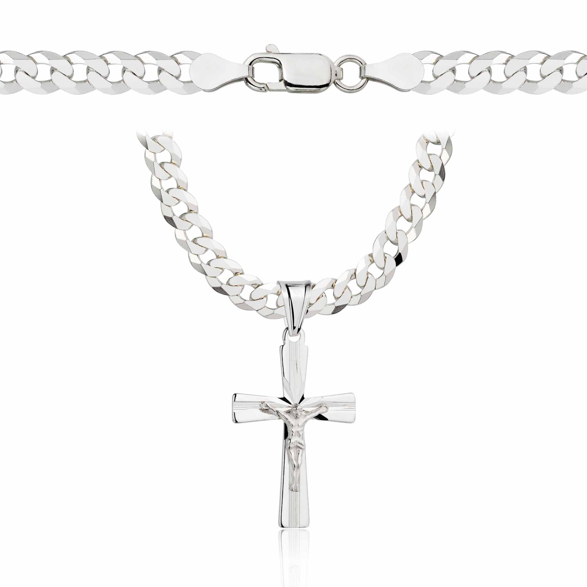 Łańcuszek srebrny z krzyżykiem pancerka 5mm pr. 925