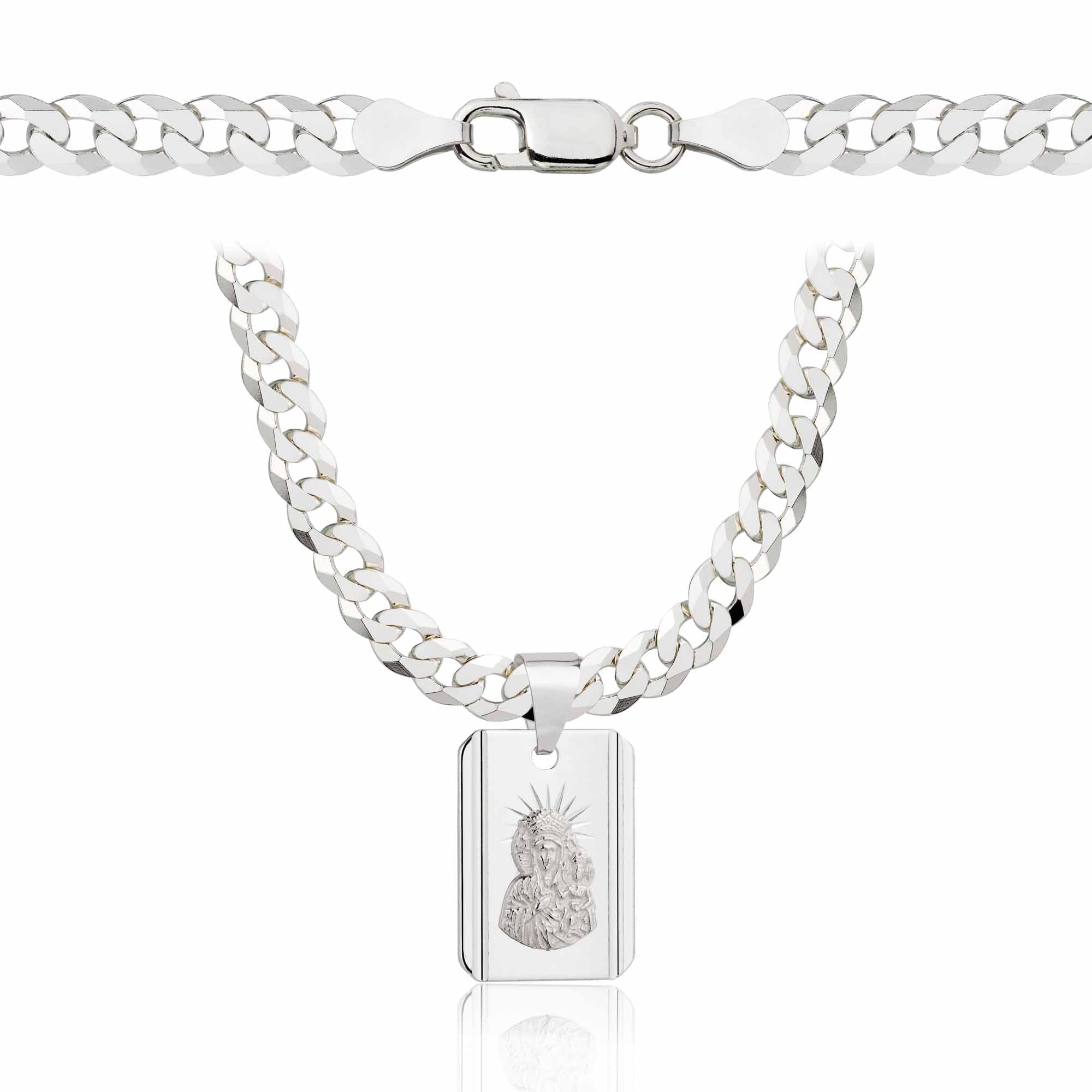 Łańcuszek srebrny z medalikiem pancerka 5mm pr. 925