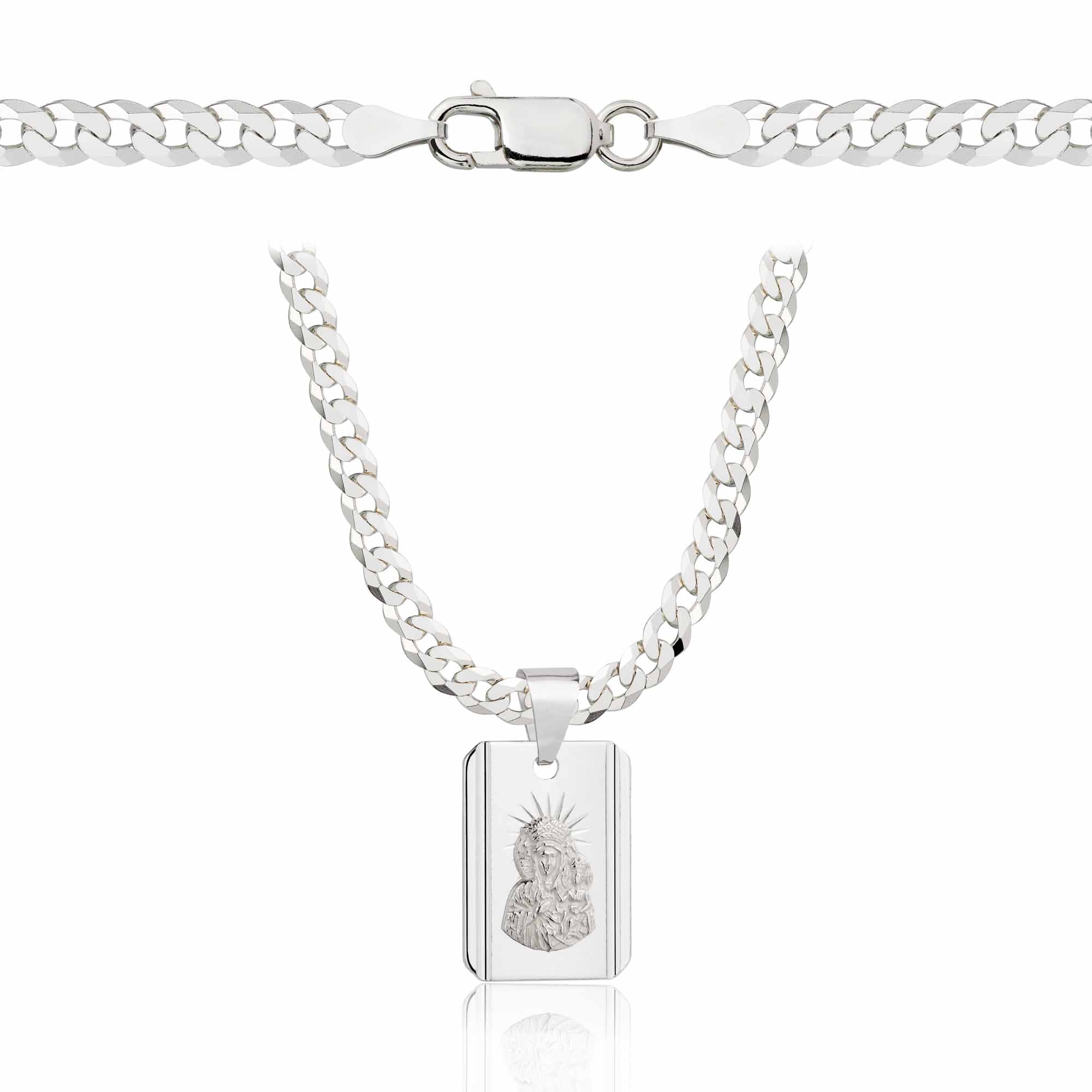 Łańcuszek srebrny z medalikiem pancerka 3,8mm pr. 925